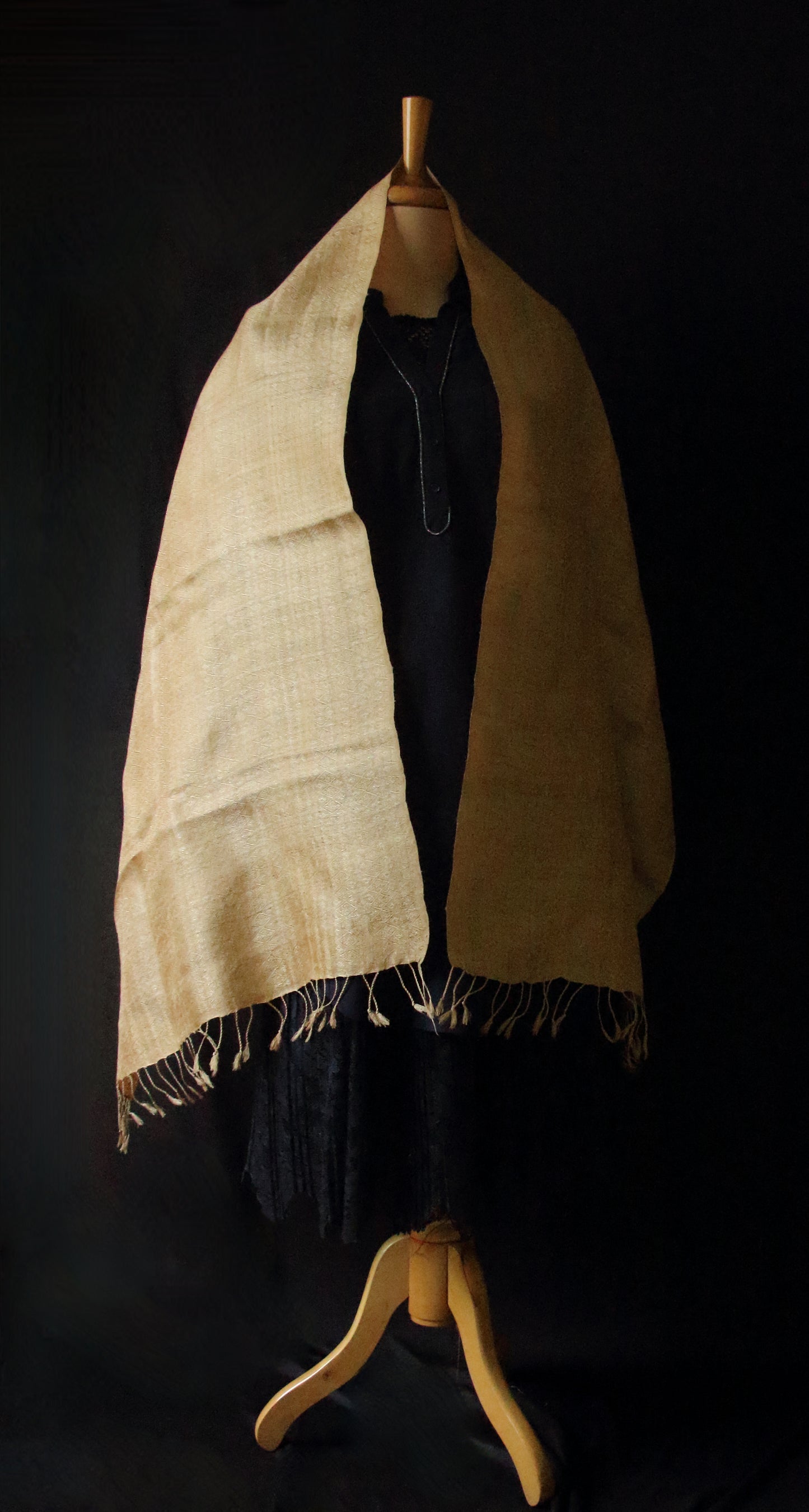 Luxurious Muga Silk Scarf / Stole with all over motifs from Assam