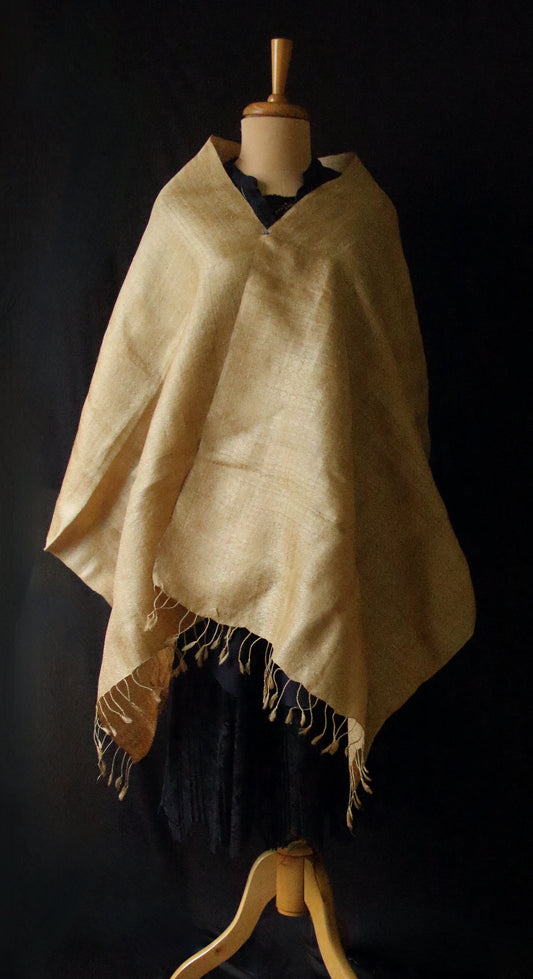 Luxurious Muga Silk Scarf / Stole with all over motifs from Assam