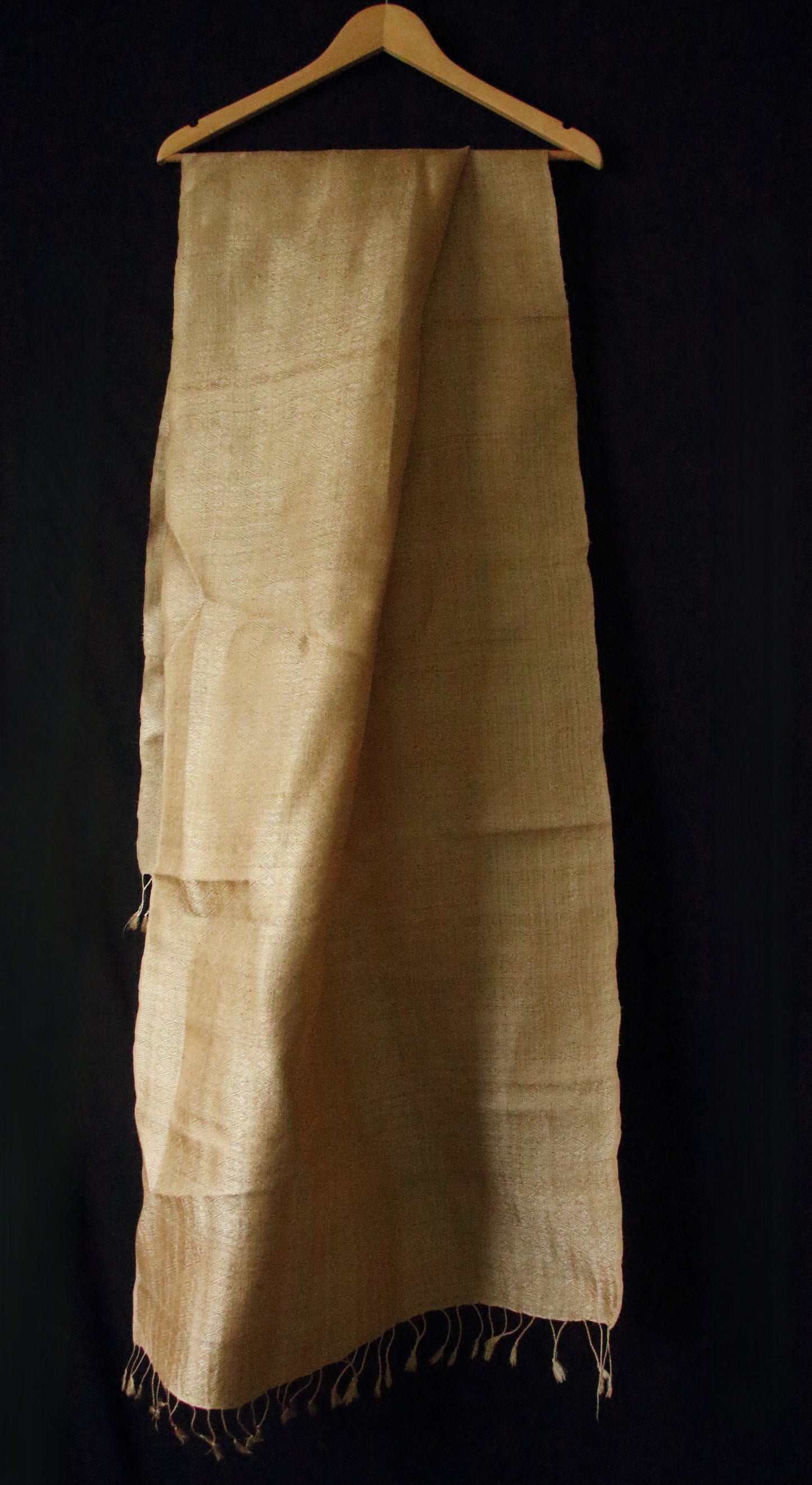Luxurious Muga Silk Scarf / Stole with all over motifs from Assam