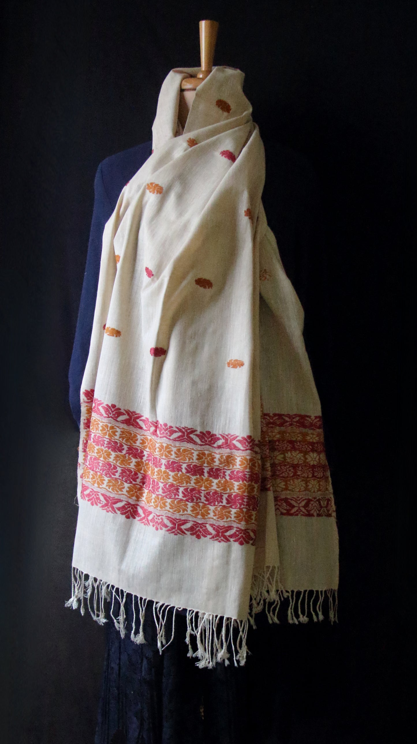 Soft Beige Handwoven Eri Silk Stole / Scarf  from Assam
