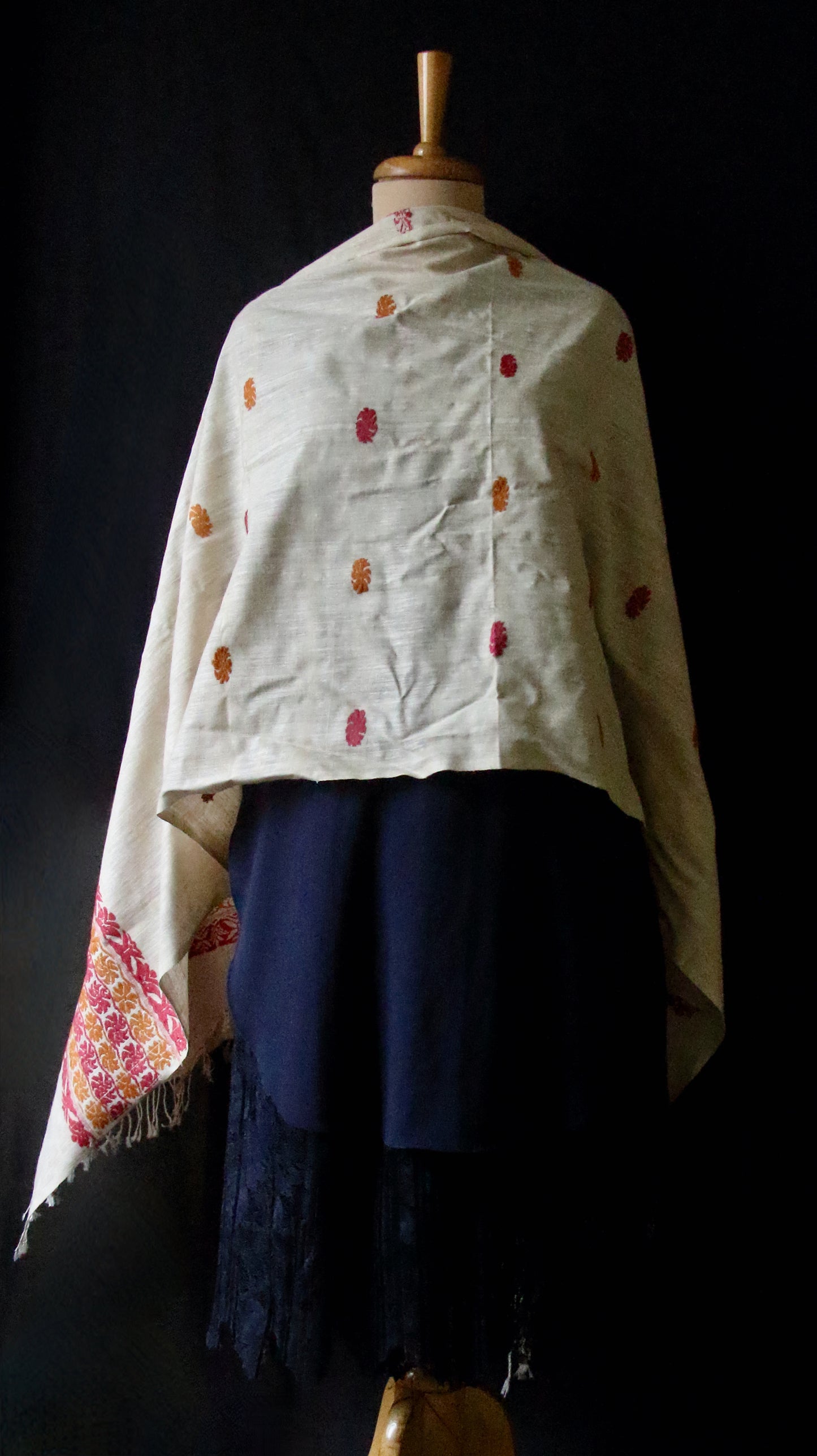 Soft Beige Handwoven Eri Silk Stole / Scarf  from Assam