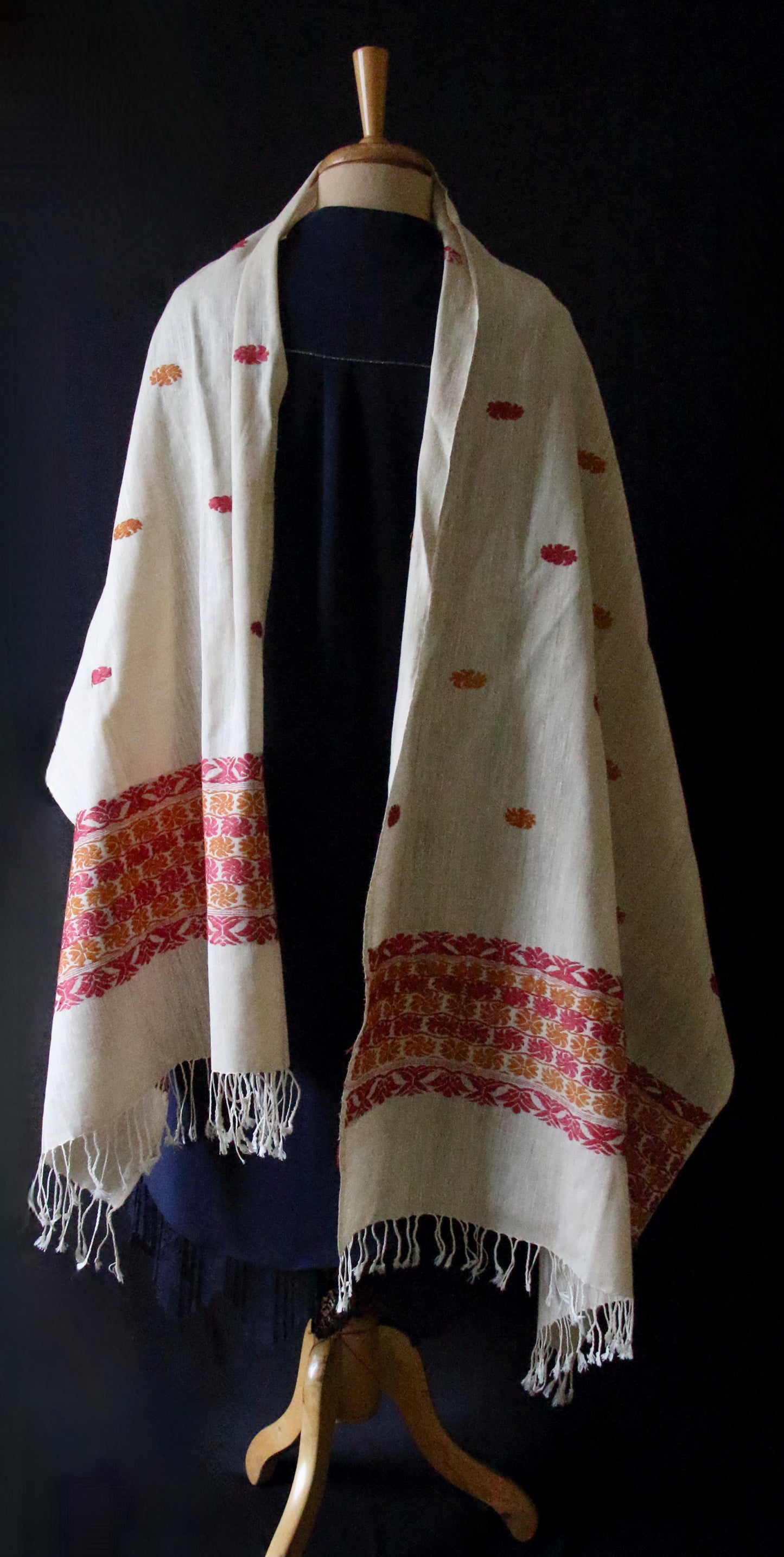 Soft Beige Handwoven Eri Silk Stole / Scarf  from Assam