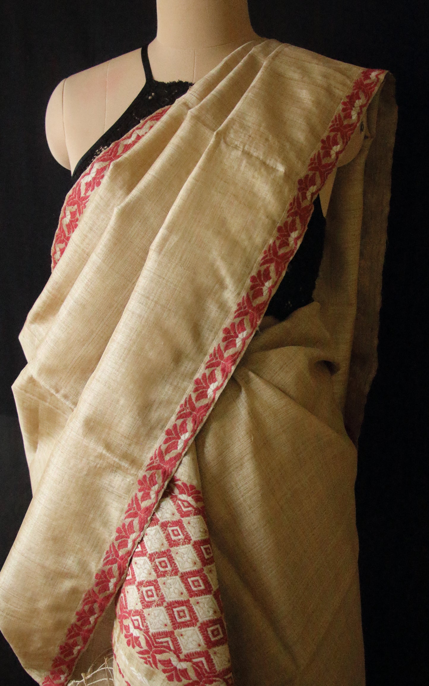 Authentic Muga Silk Traditional Mekhela Chador Set from Assam