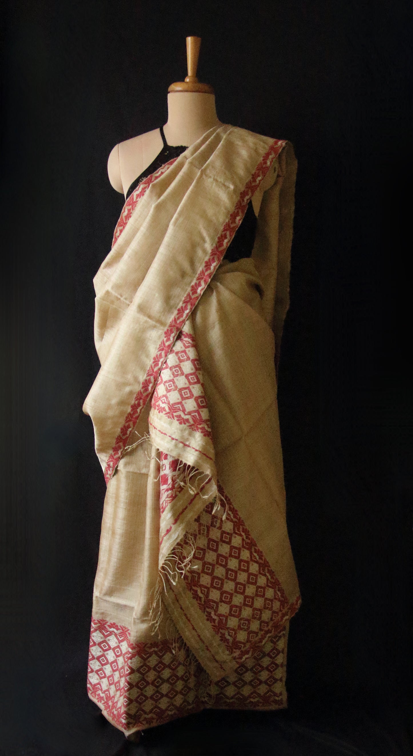 Authentic Muga Silk Traditional Mekhela Chador Set from Assam
