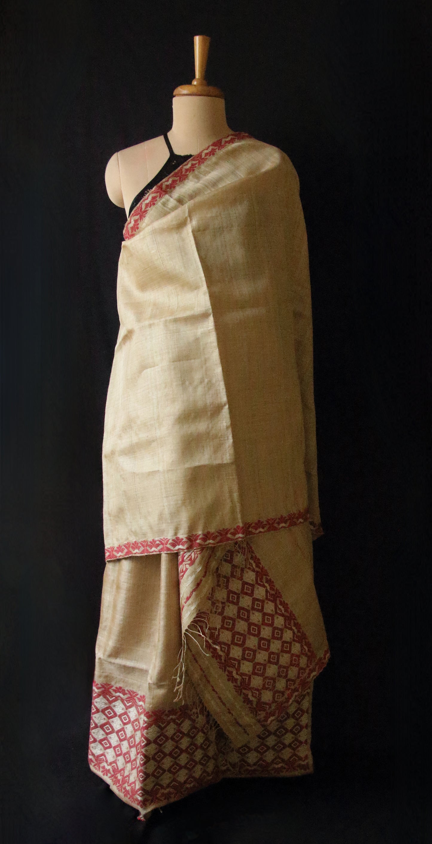 Authentic Muga Silk Traditional Mekhela Chador Set from Assam