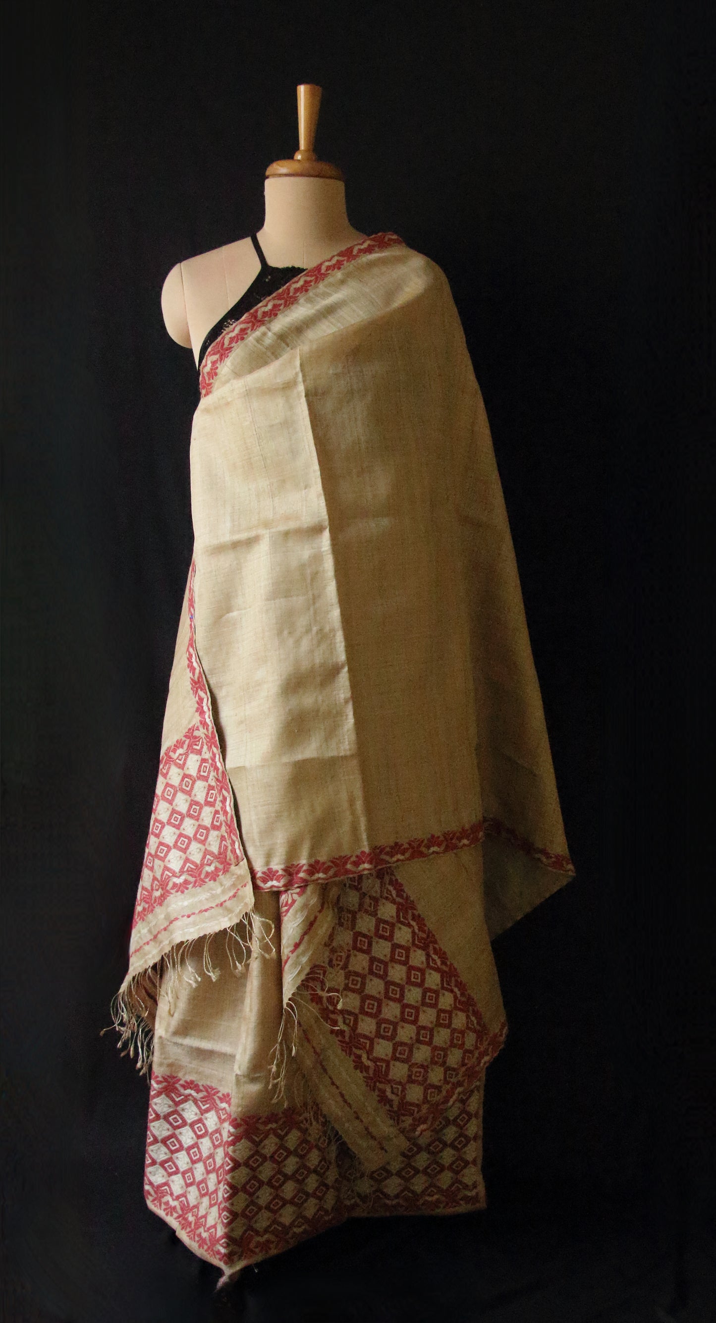 Authentic Muga Silk Traditional Mekhela Chador Set from Assam