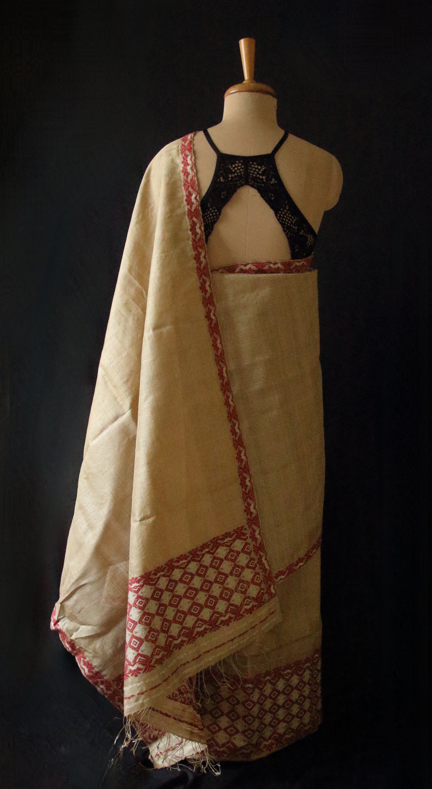 Authentic Muga Silk Traditional Mekhela Chador Set from Assam