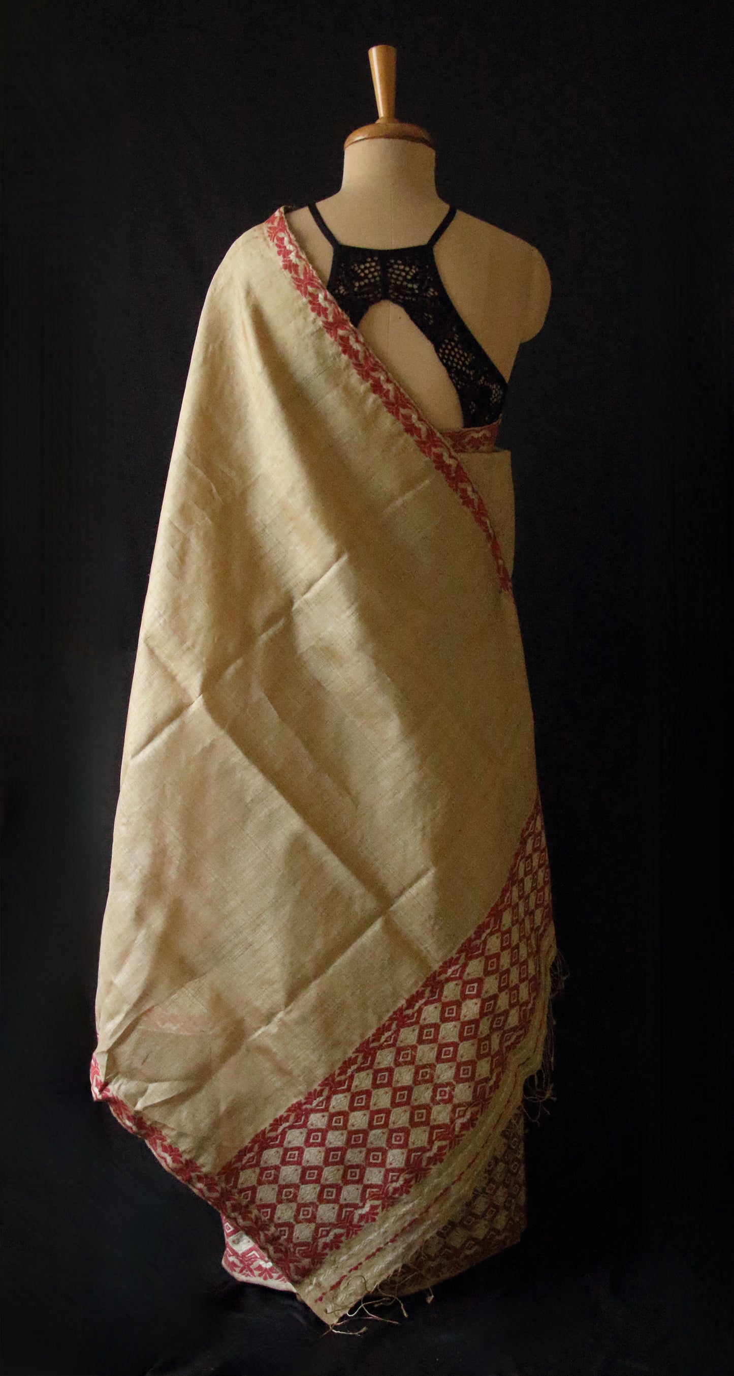 Authentic Muga Silk Traditional Mekhela Chador Set from Assam
