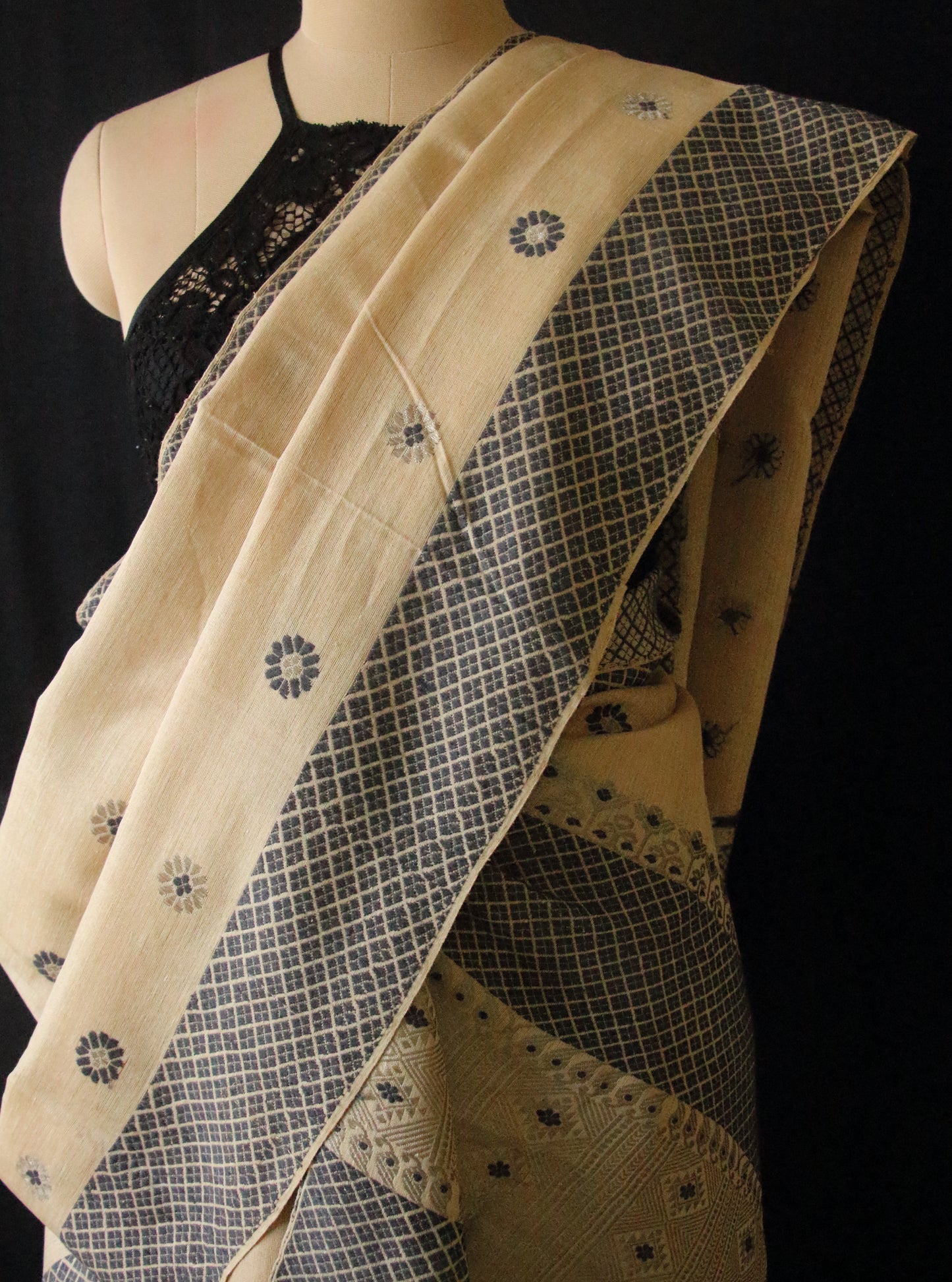 Natural Brown Eri Silk  Mekhela Chador Set from Assam