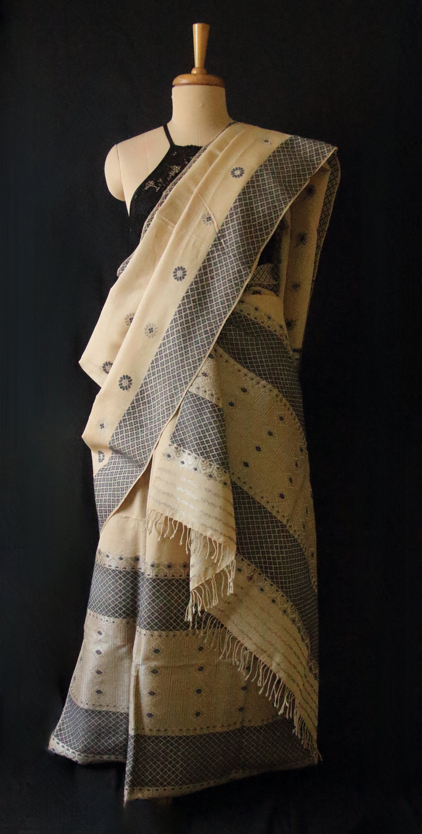 Natural Brown Eri Silk  Mekhela Chador Set from Assam