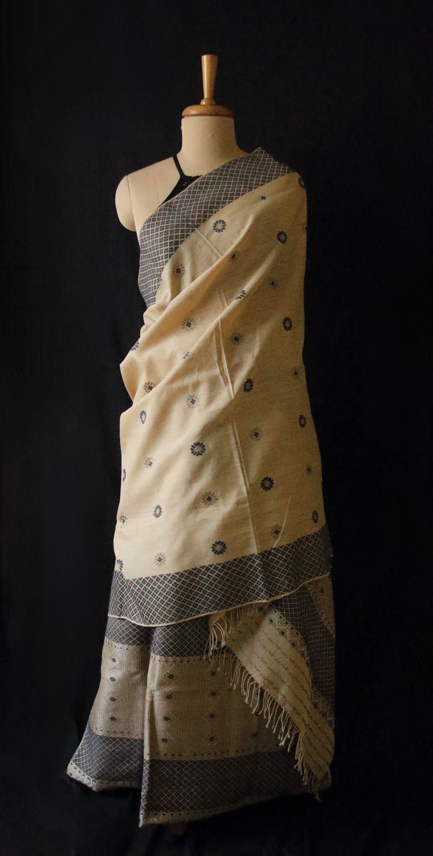 Natural Brown Eri Silk  Mekhela Chador Set from Assam