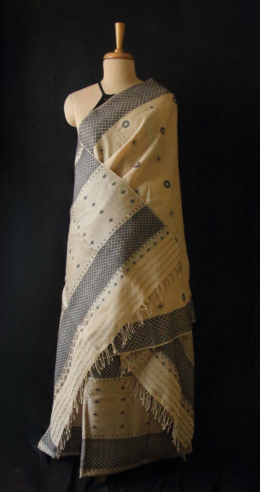Natural Brown Eri Silk  Mekhela Chador Set from Assam