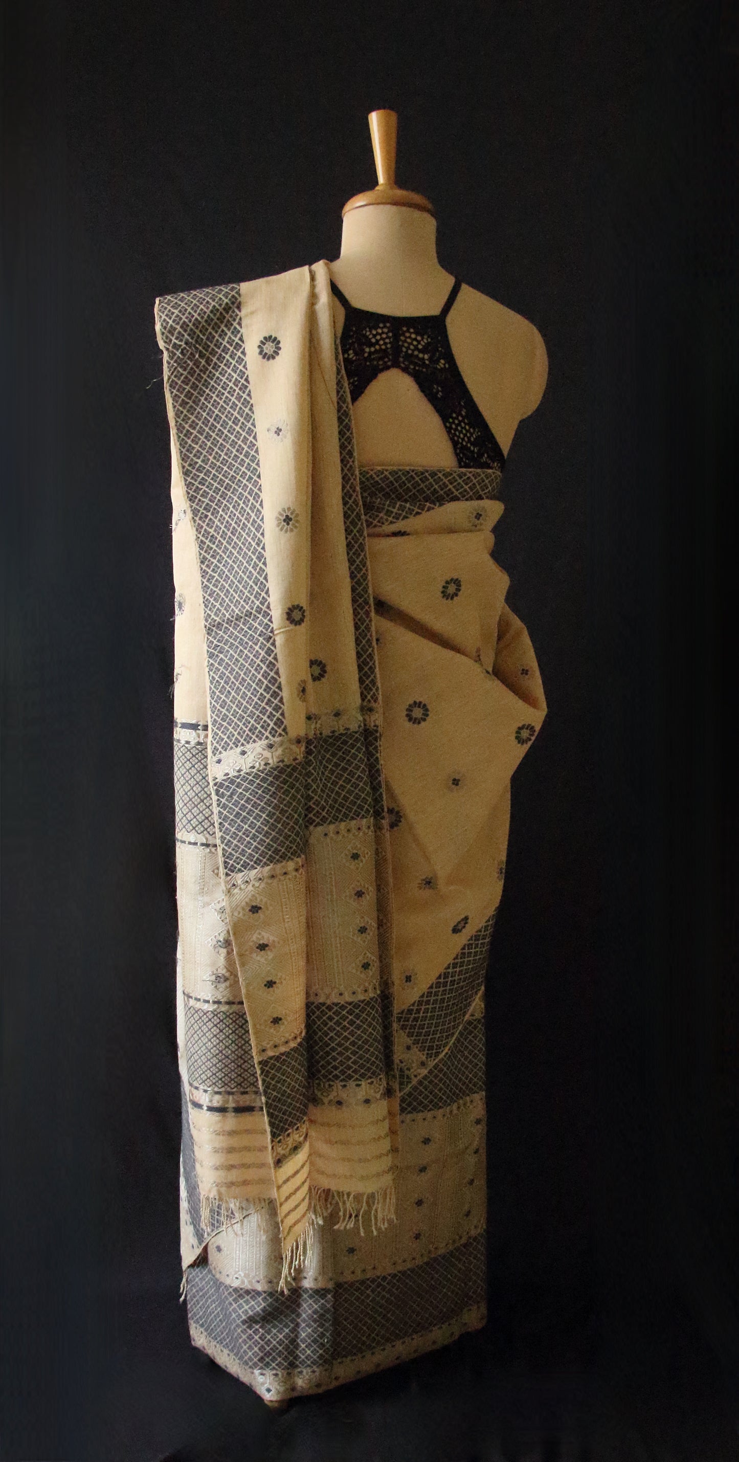 Natural Brown Eri Silk  Mekhela Chador Set from Assam