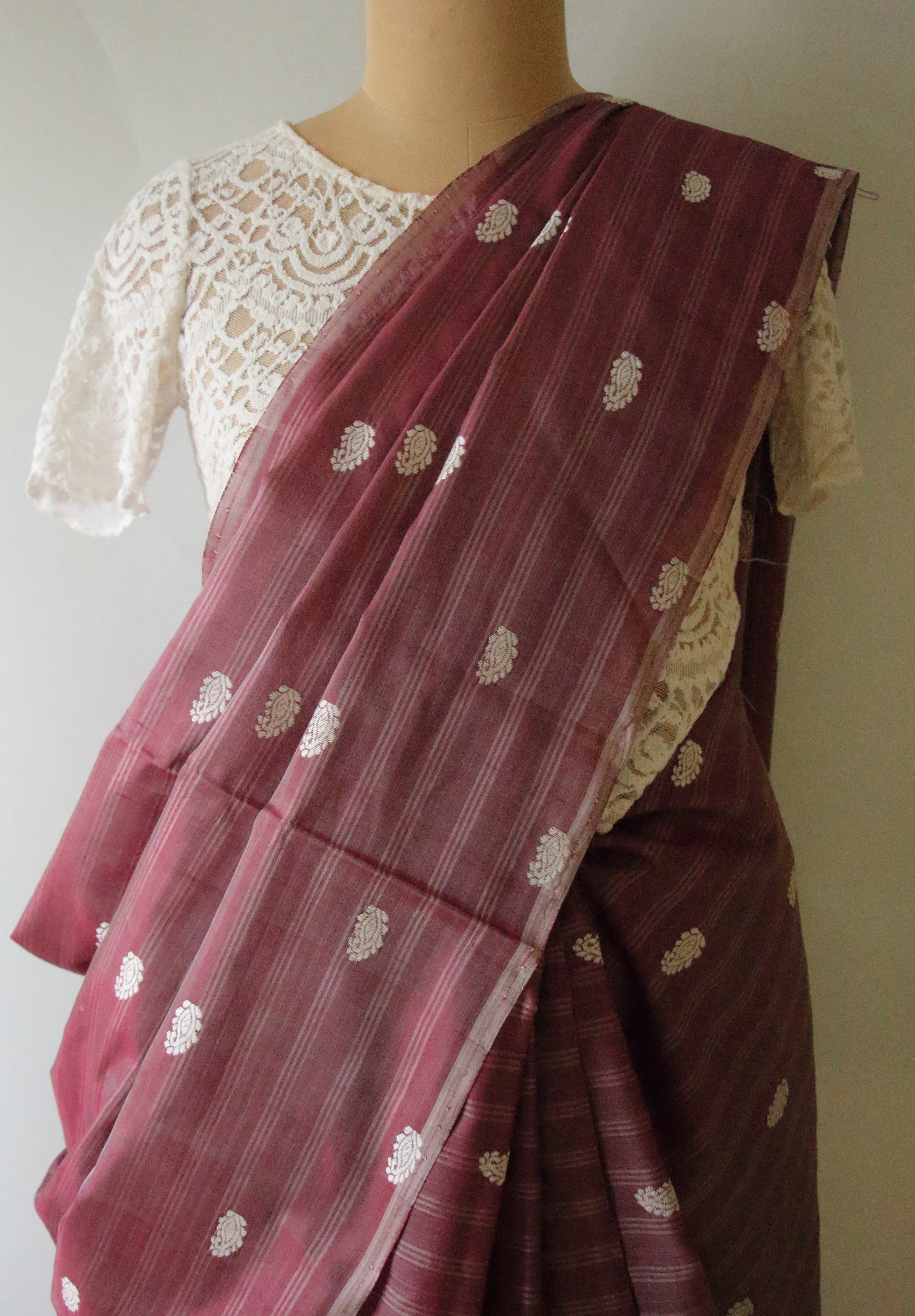 Purple Handloom Silk Saree with chequered effect from Assam