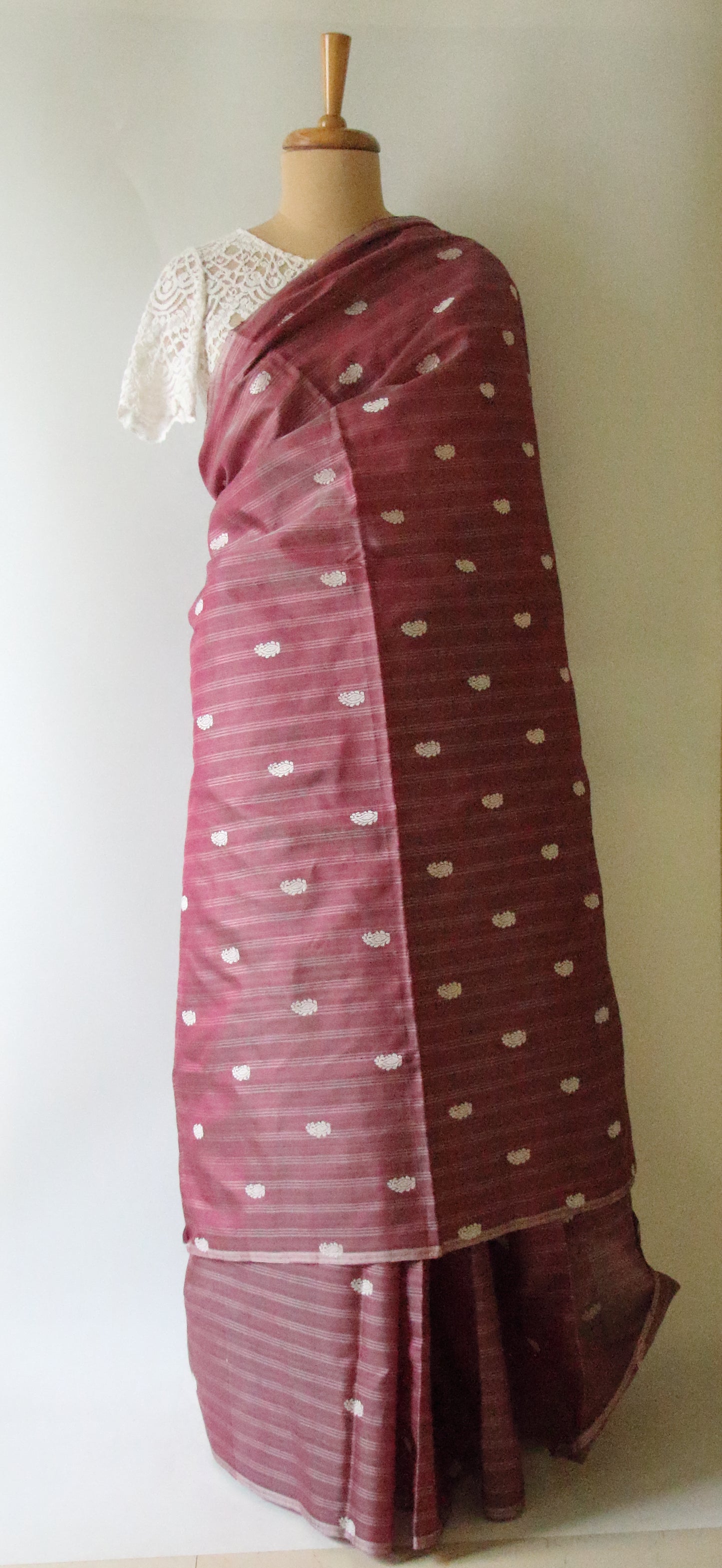 Purple Handloom Silk Saree with chequered effect from Assam