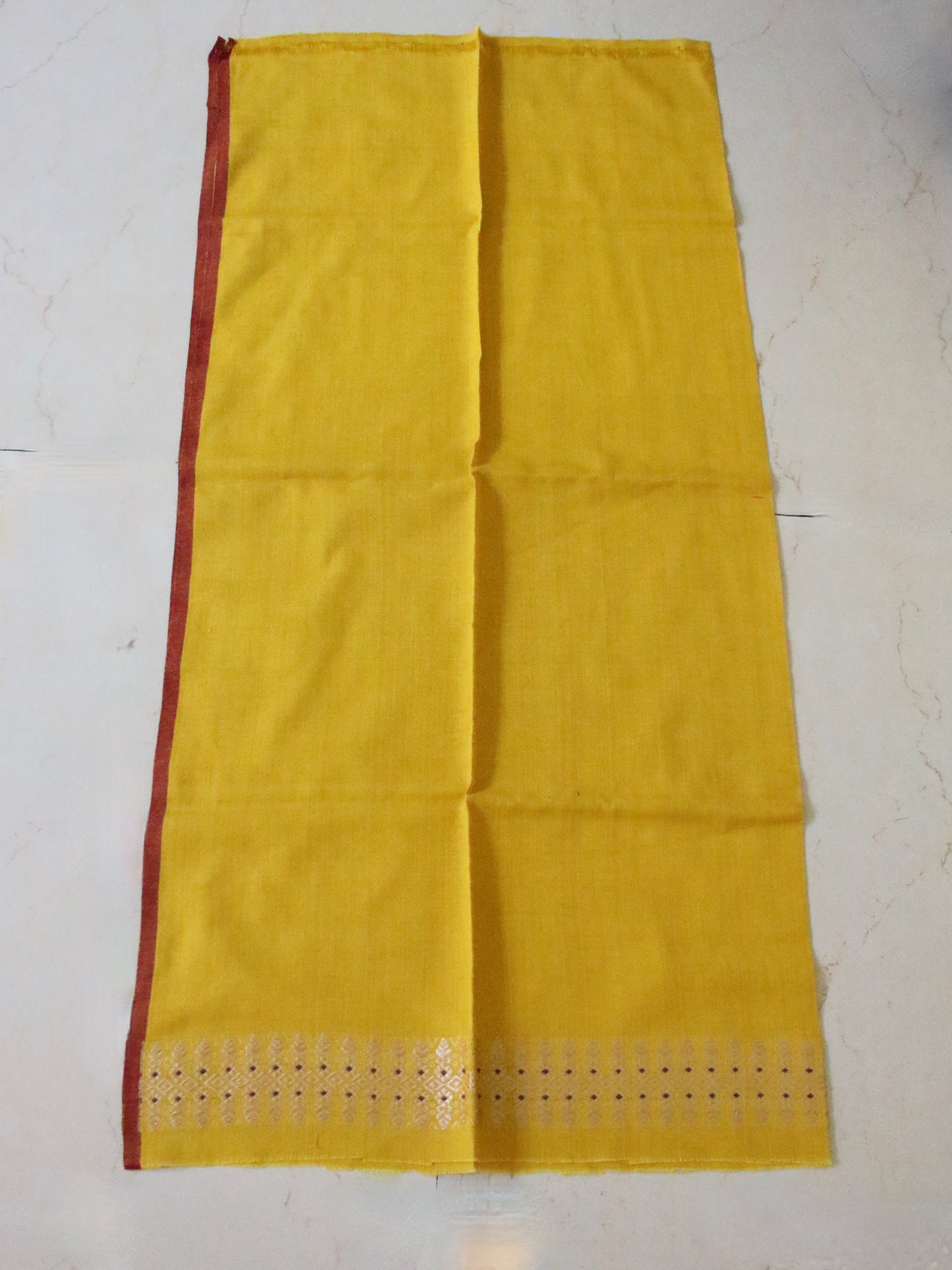 Yellow Narural Dyed Eri Silk Traditional Mekhela Chador Set from Assam