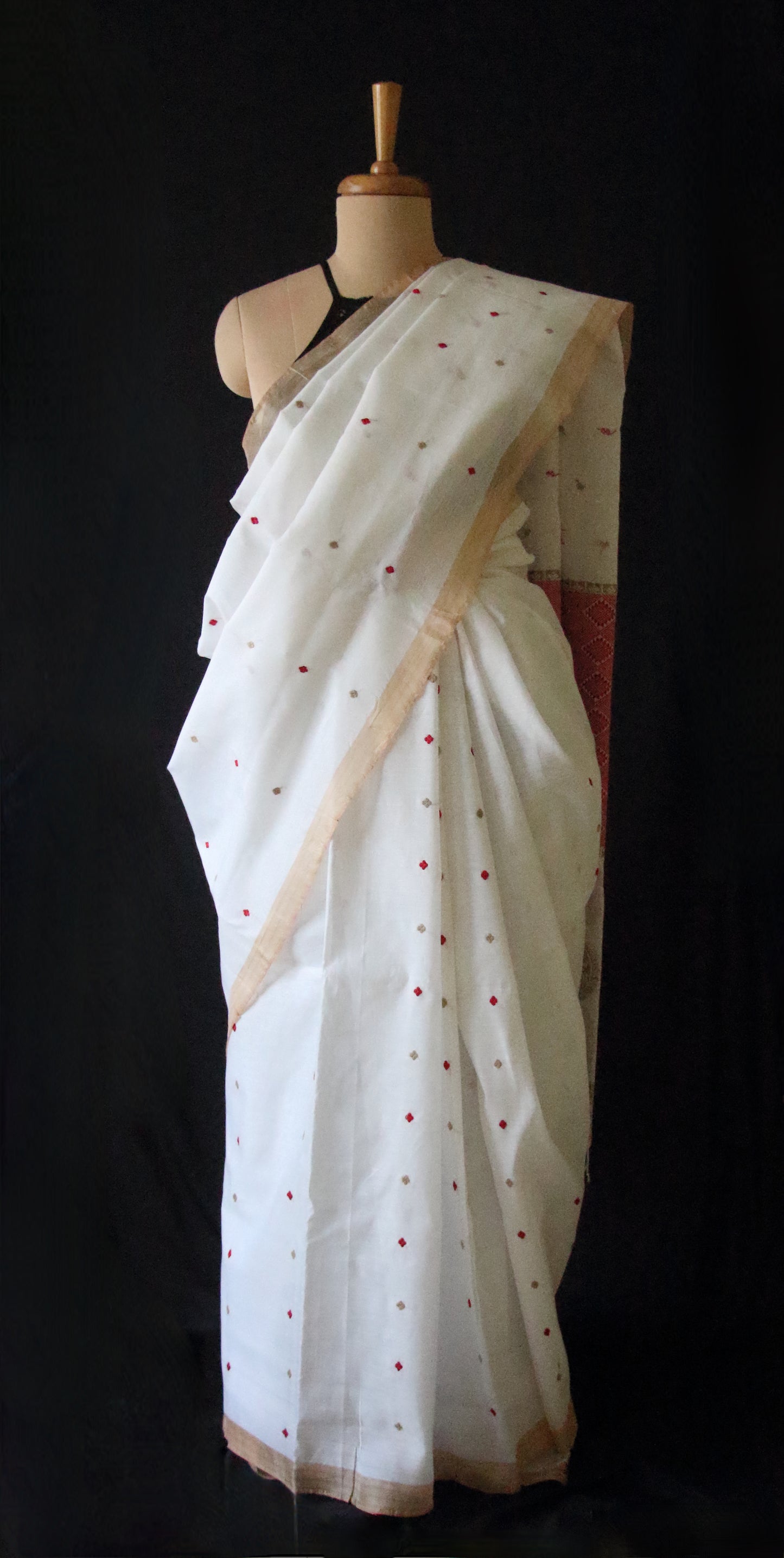 Natural Off White Handloom Cotton Silk Saree from Assam