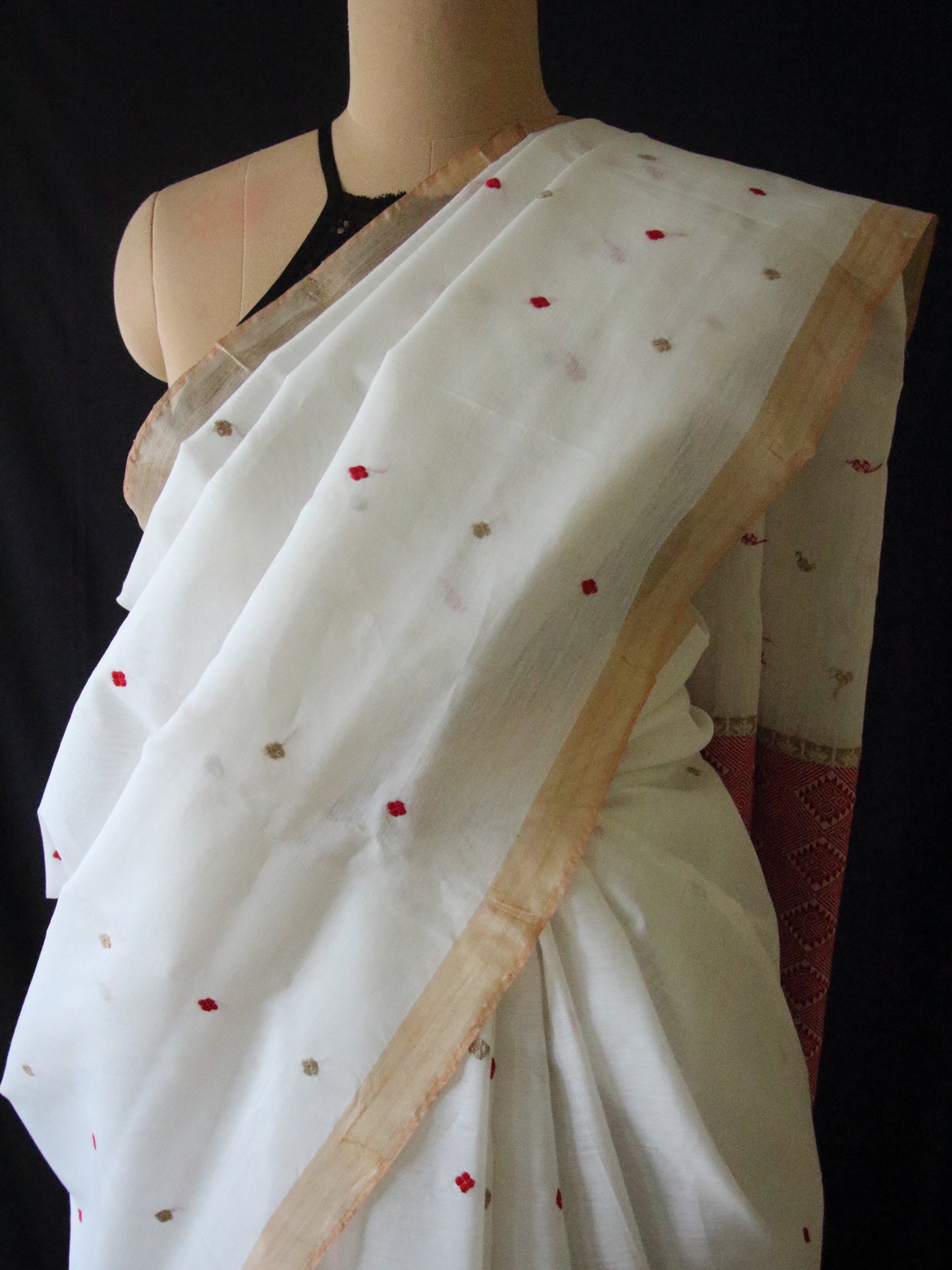 Natural Off White Handloom Cotton Silk Saree from Assam