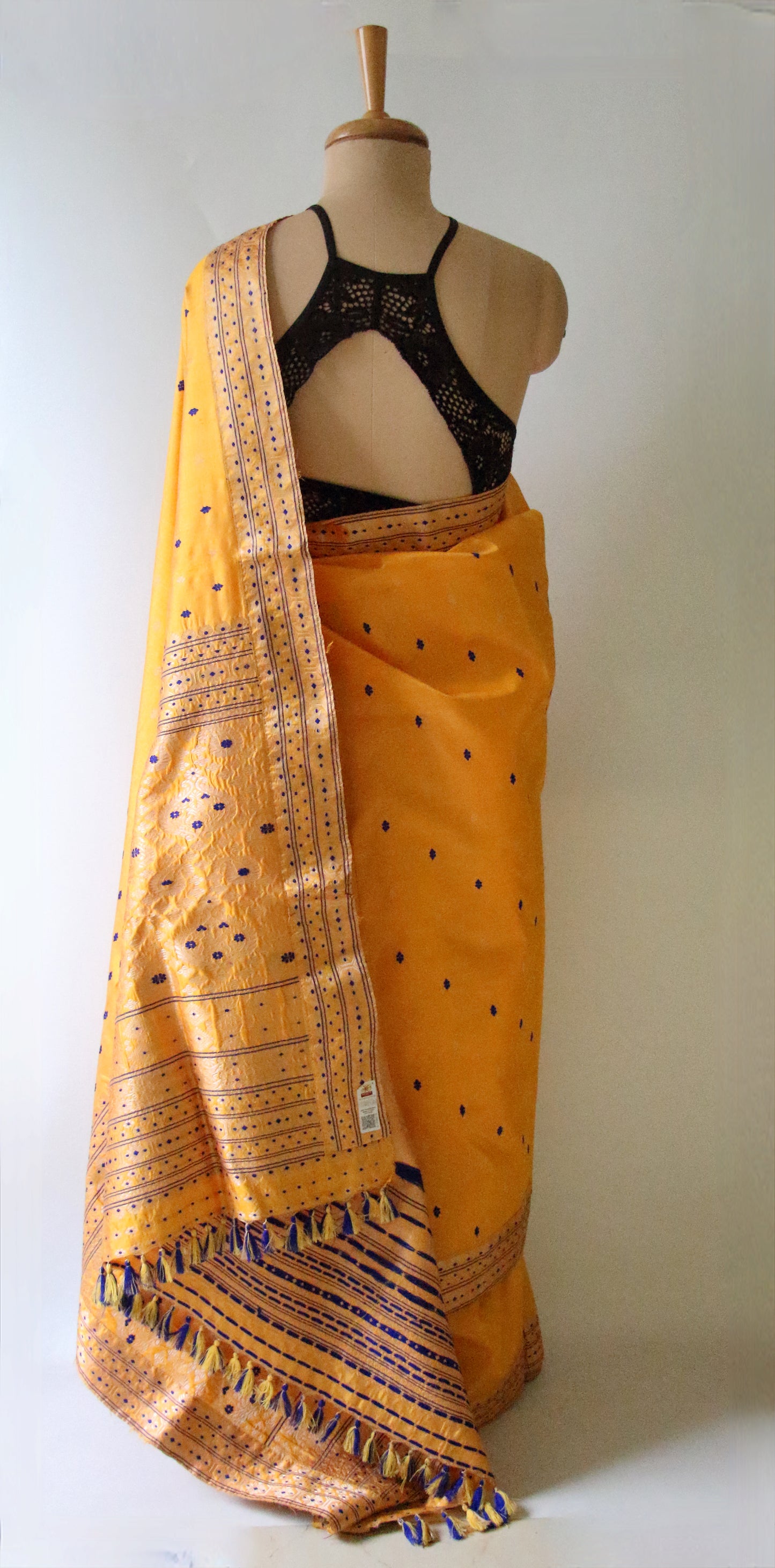 Mustard  Colour Handloom Mulberry Silk Saree from Assam