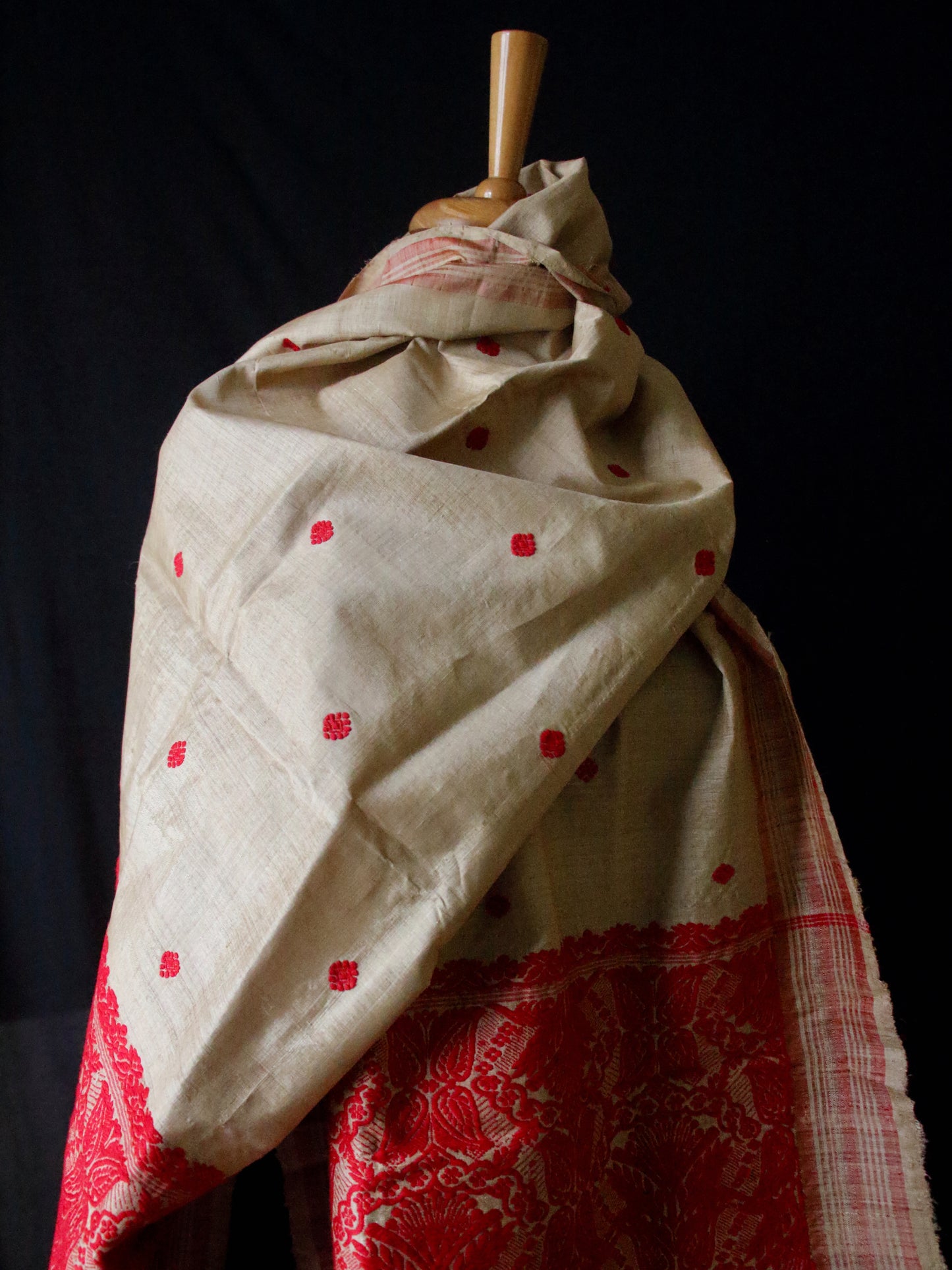 Handloom Traditional Muga Silk Shawl / Gamucha from Assam