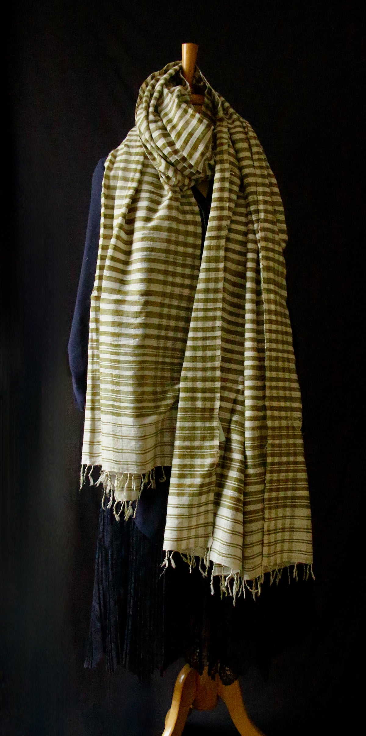 Handwoven Check Pattern  Natural Dyed Hand Spun Eri Silk Shawl From Assam