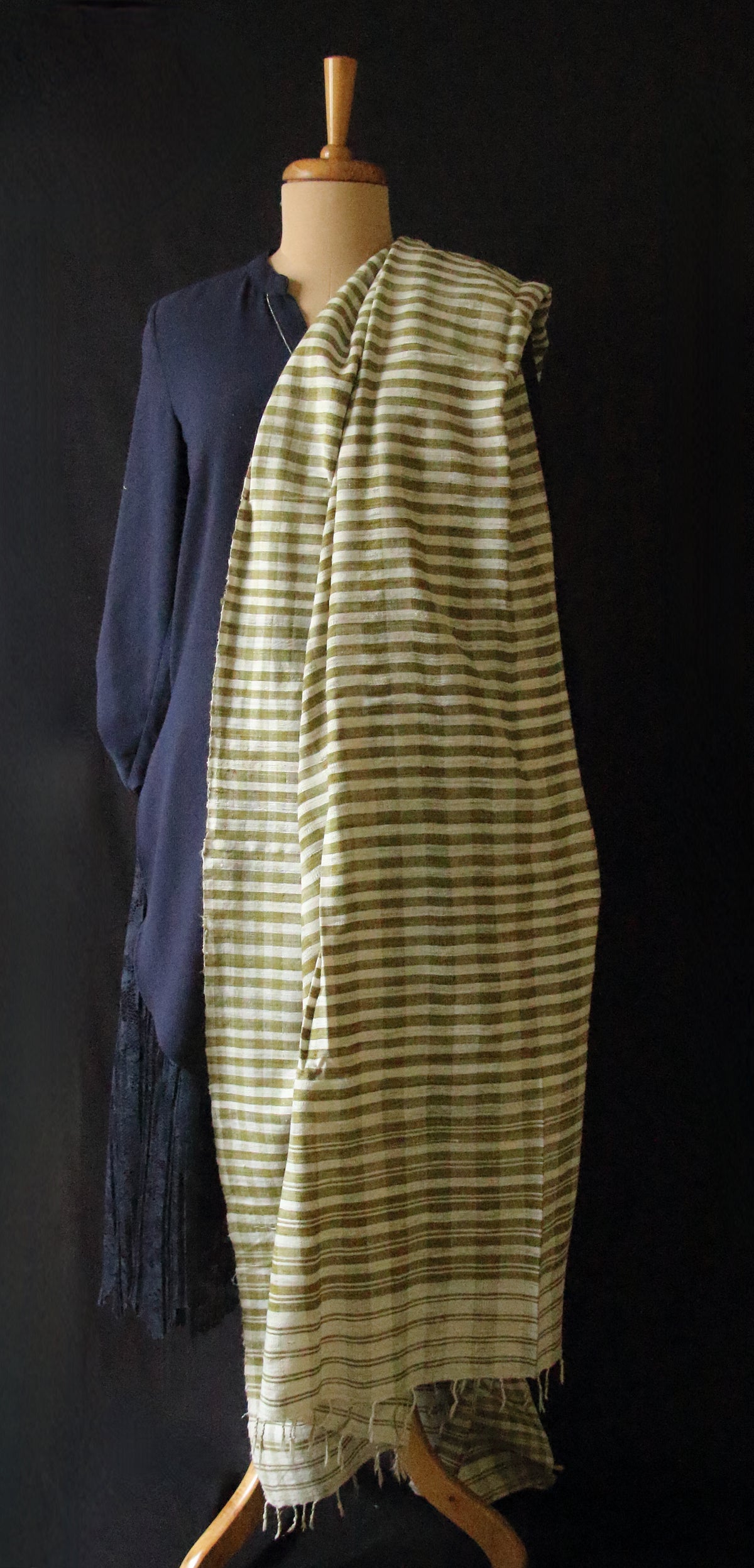 Handwoven Check Pattern  Natural Dyed Hand Spun Eri Silk Shawl From Assam