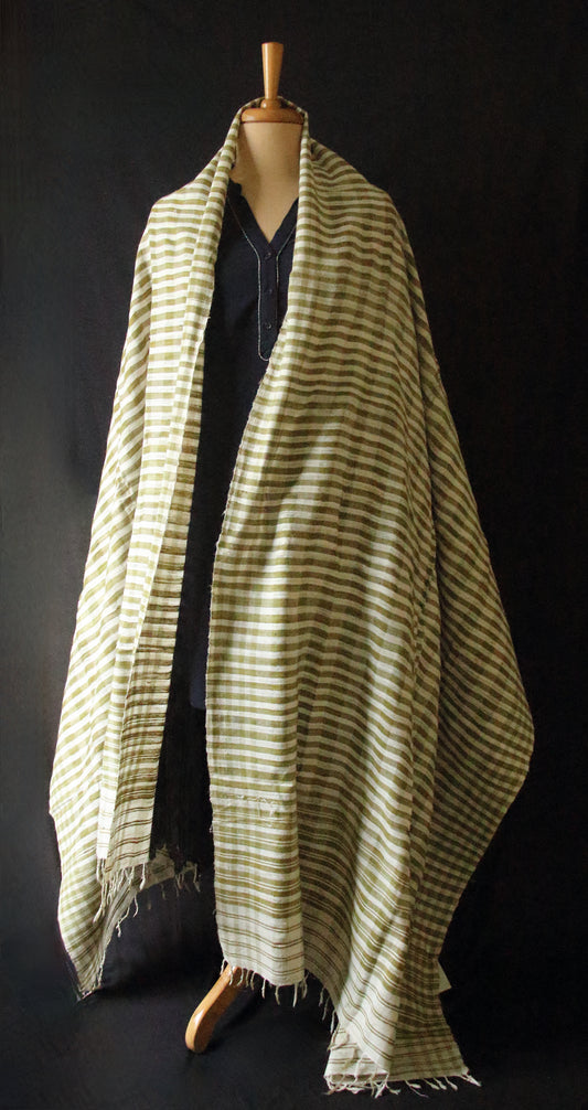 Handwoven Check Pattern  Natural Dyed Hand Spun Eri Silk Shawl From Assam