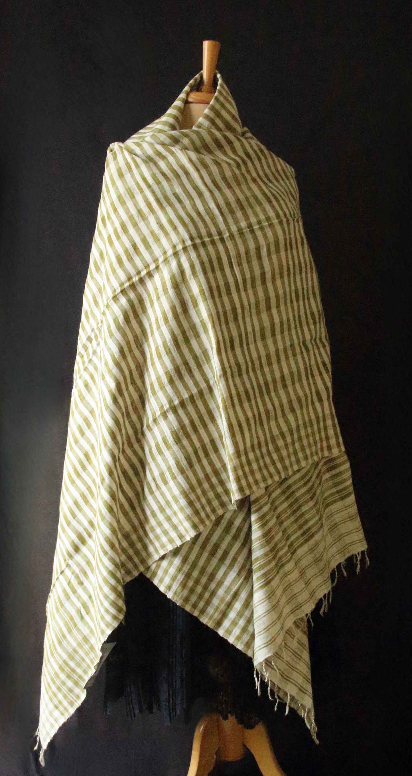 Handwoven Check Pattern  Natural Dyed Hand Spun Eri Silk Shawl From Assam
