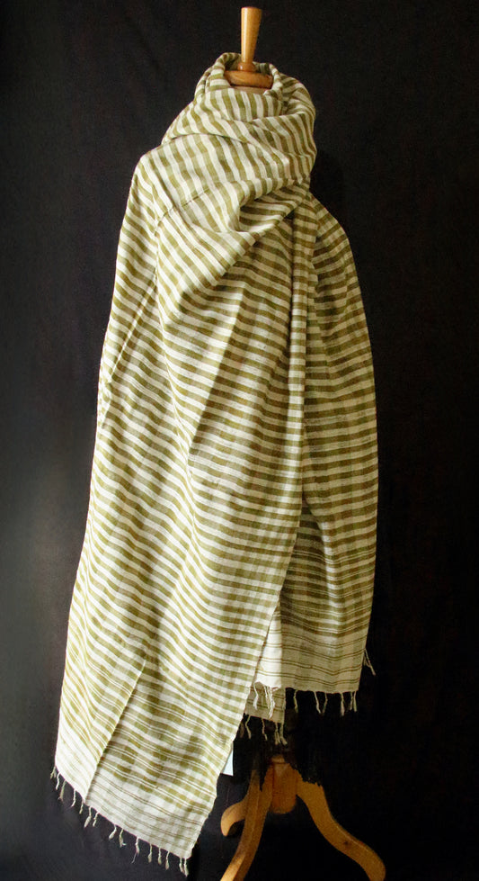 Handwoven Check Pattern  Natural Dyed Hand Spun Eri Silk Shawl From Assam
