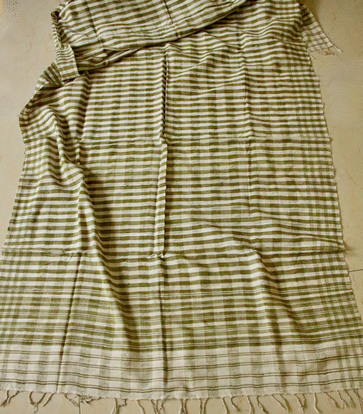 Handwoven Check Pattern  Natural Dyed Hand Spun Eri Silk Shawl From Assam