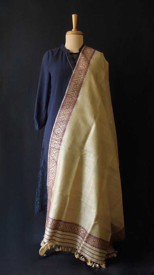 Handloom Muga Silk Shawl / Dupatta - Made To Order