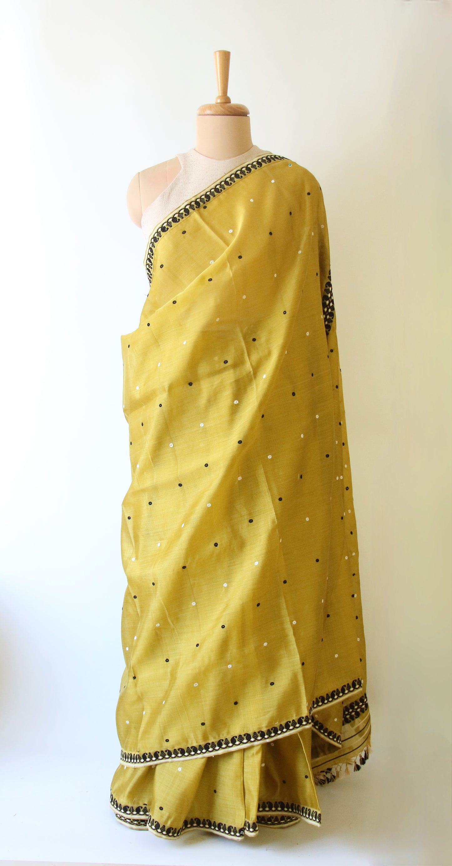 Bright Olive Green  Handloom Modal by Silk Saree from Assam