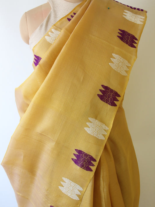 Light Lemon Yellow Handloom Modal by Silk Saree
