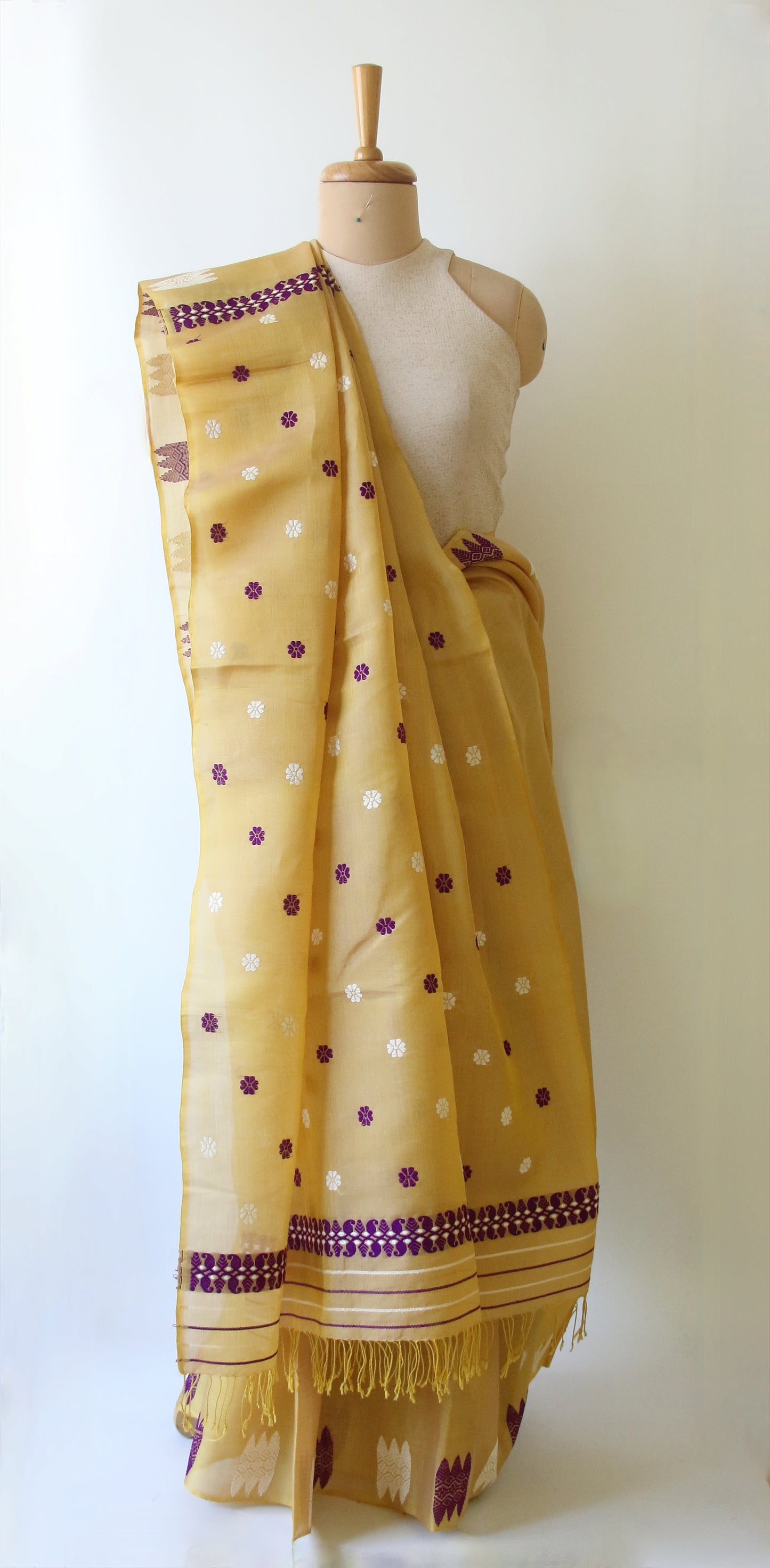 Light Lemon Yellow Handloom Modal by Silk Saree