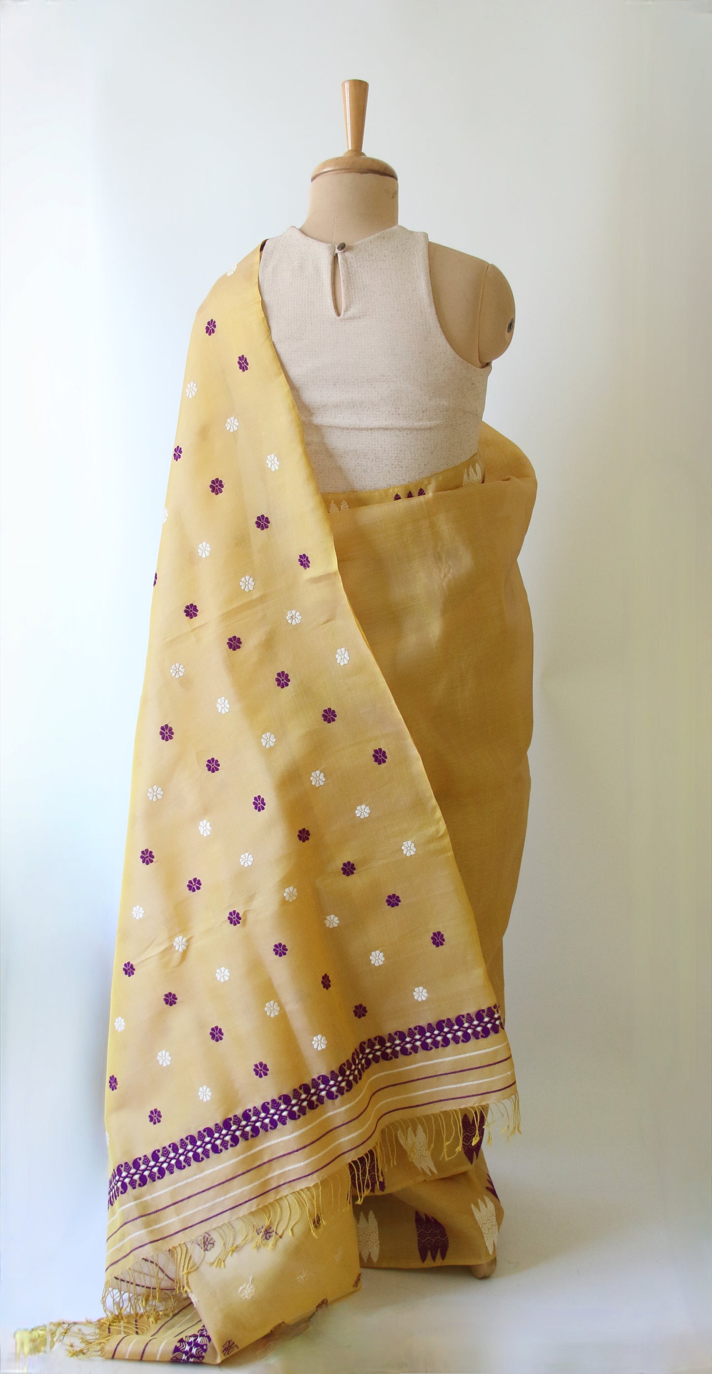 Light Lemon Yellow Handloom Modal by Silk Saree