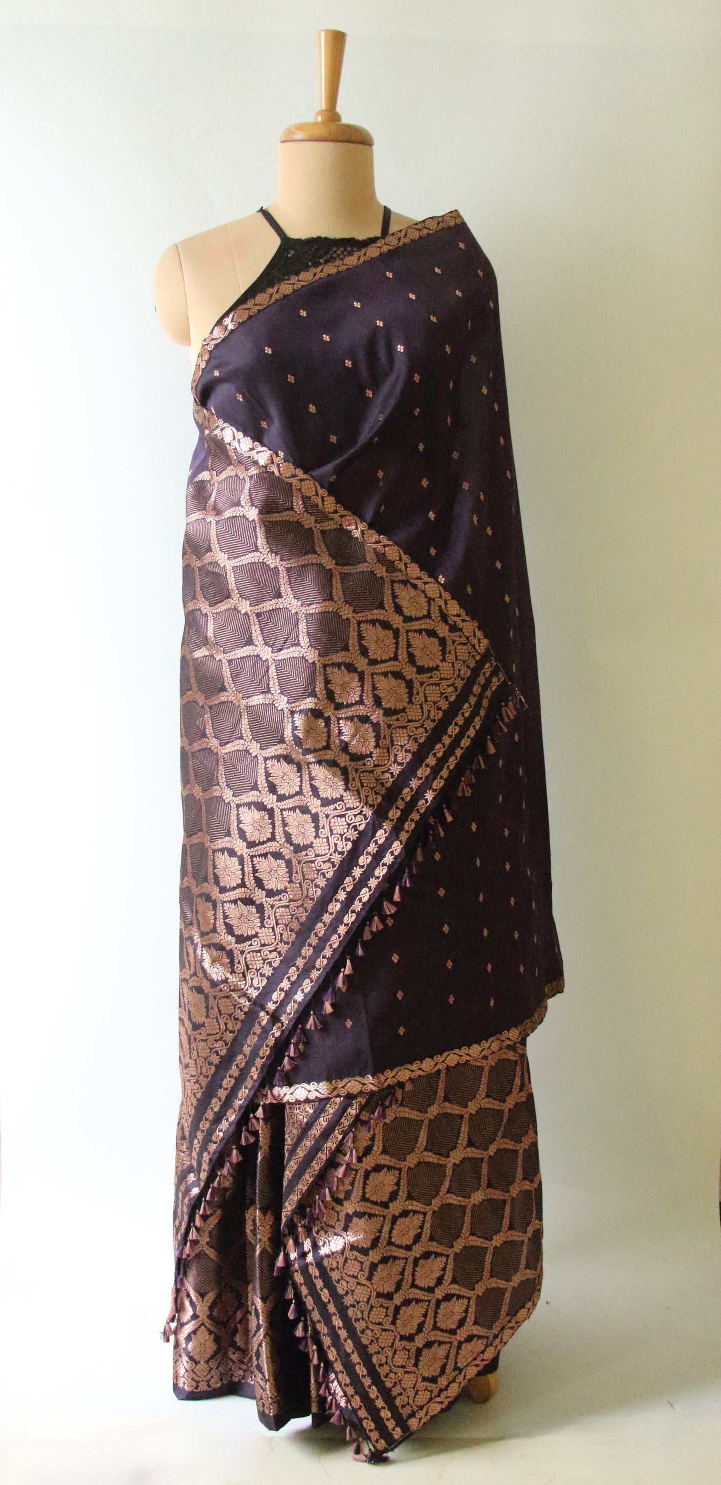 Purple Colour  Handloom Mulberry Silk Mekhla Chador Set from Assam