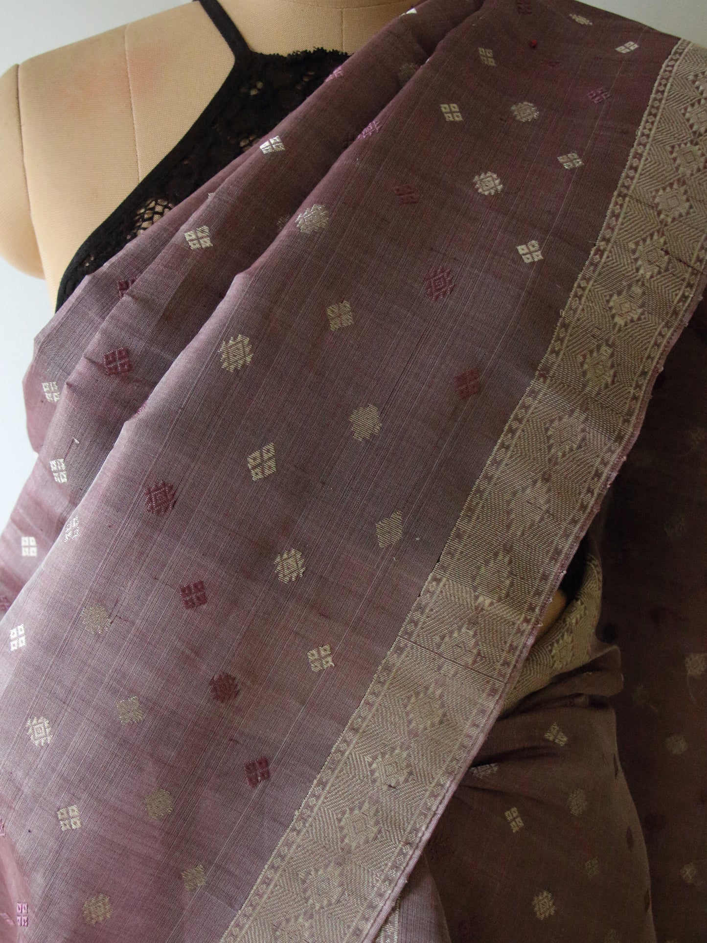Natural Dyed  Handloom Mulberry Silk Mekhla Chador Set from Assam
