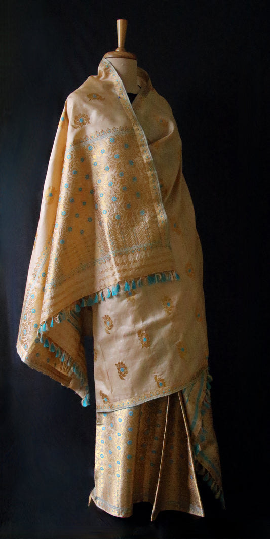 Tassar Silk Handloom Traditional Mekhla Chador Set from Assam
