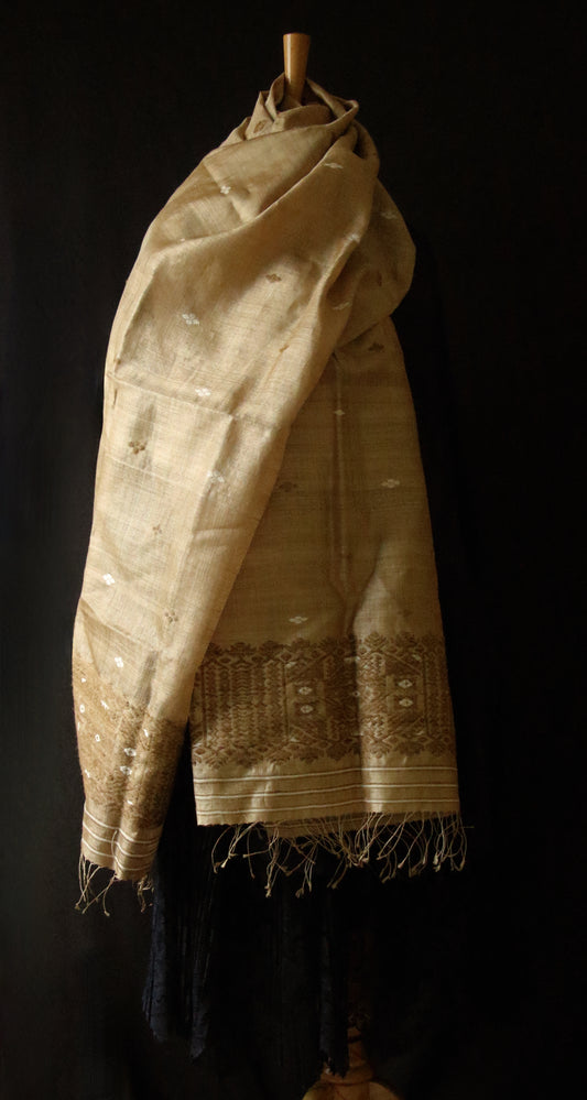 Handloom Muga Silk Scarf/ Stole from Assam