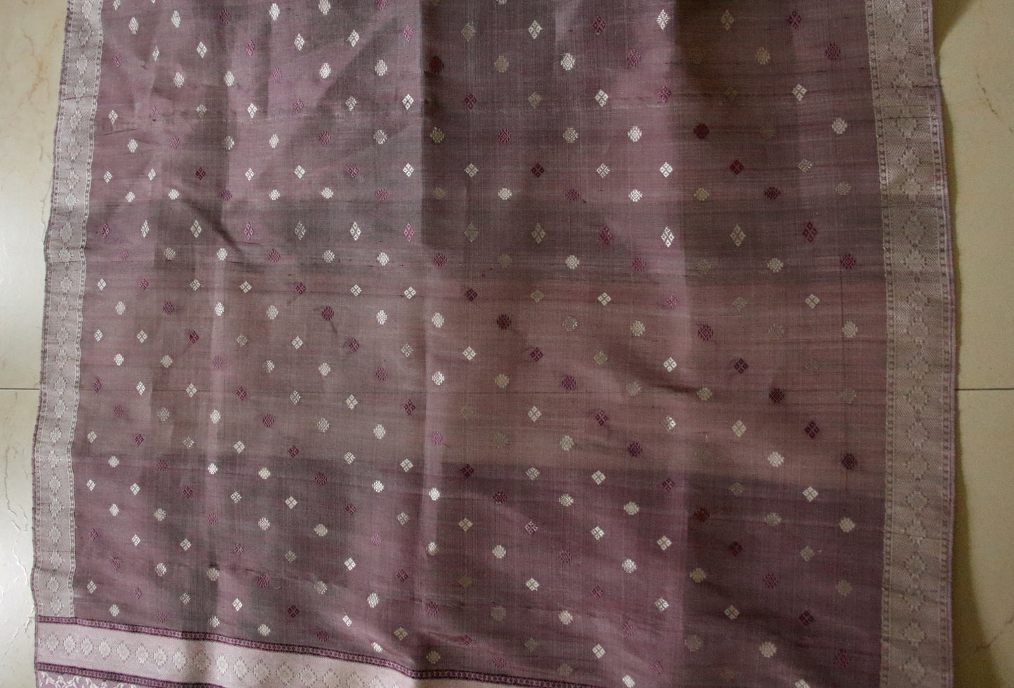 Natural Dyed  Handloom Mulberry Silk Mekhla Chador Set from Assam