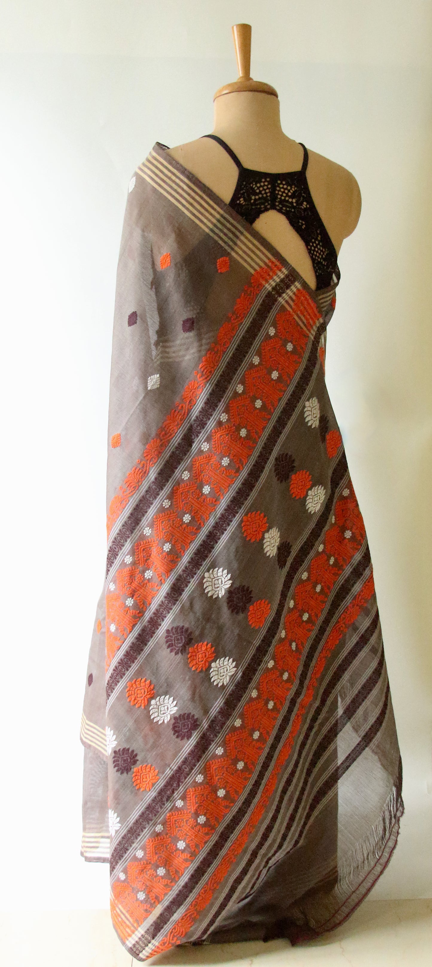 Natural Dyed  Handloom Cotton Silk Saree from Assam