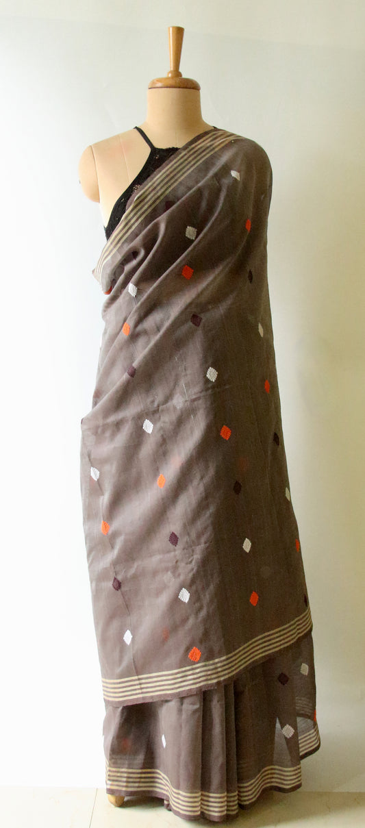 Natural Dyed  Handloom Cotton Silk Saree from Assam