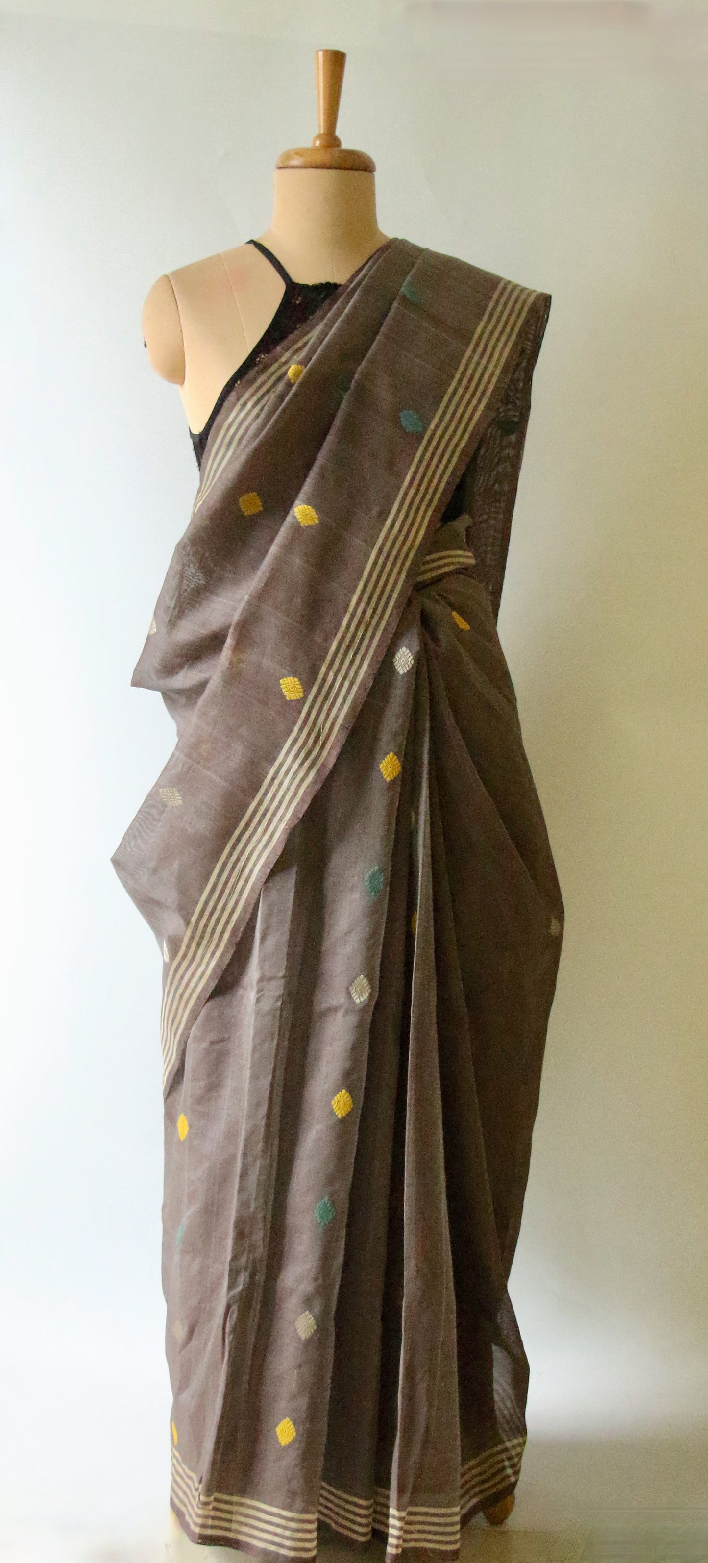 Natural Dyed  Handloom Cotton Silk Saree from Assam