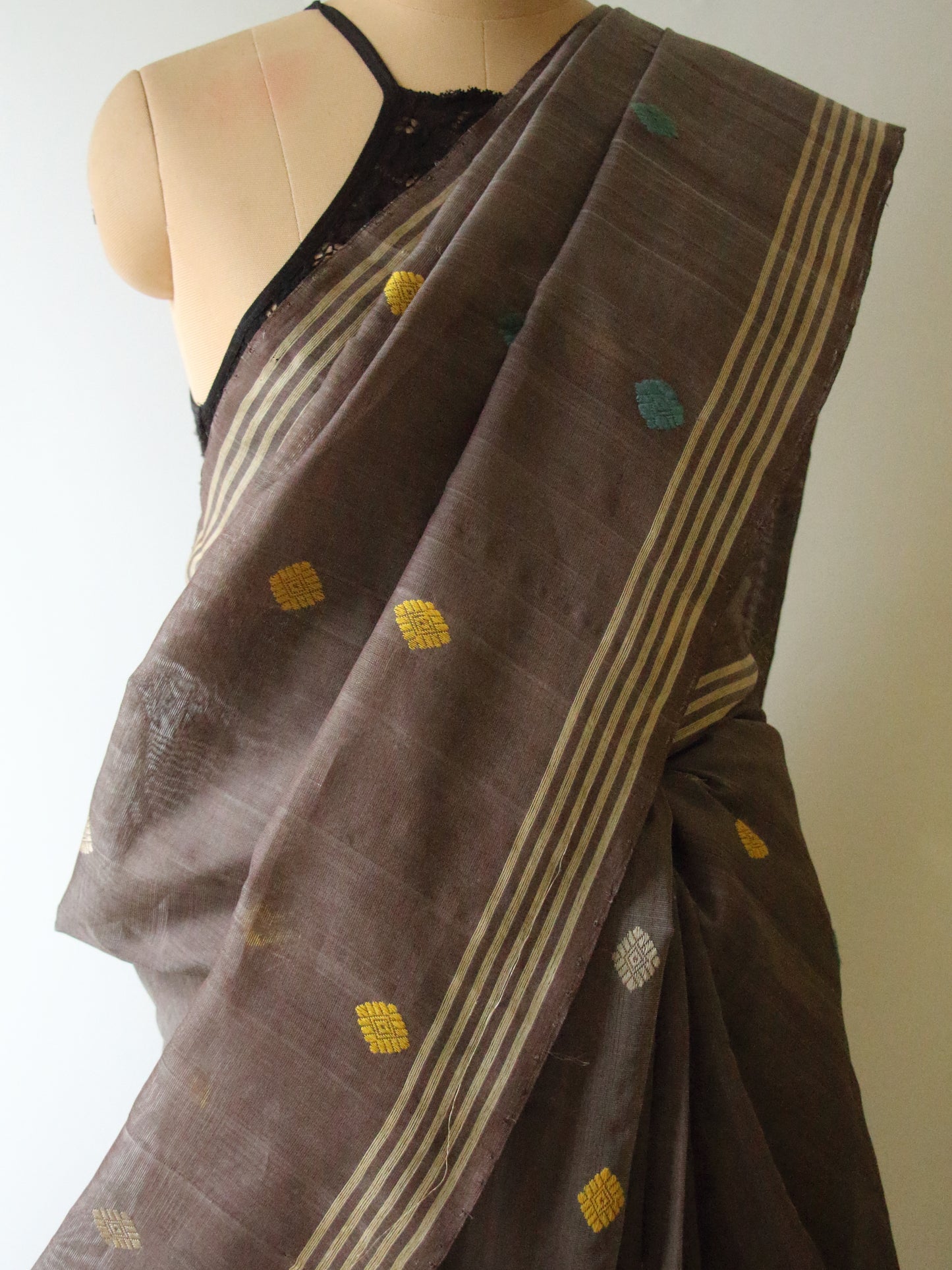 Natural Dyed  Handloom Cotton Silk Saree from Assam