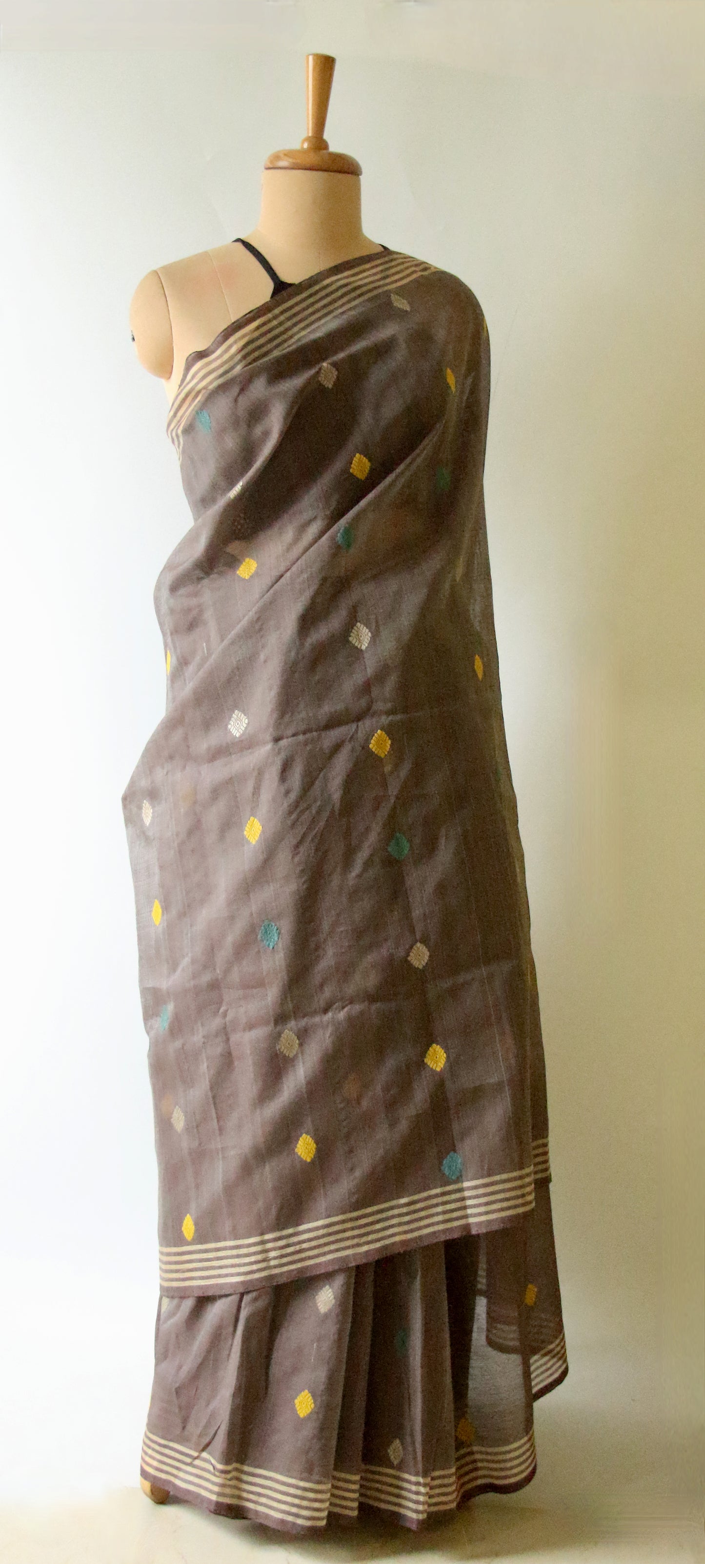 Natural Dyed  Handloom Cotton Silk Saree from Assam