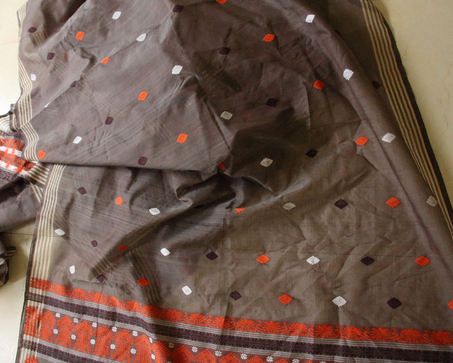 Natural Dyed  Handloom Cotton Silk Saree from Assam