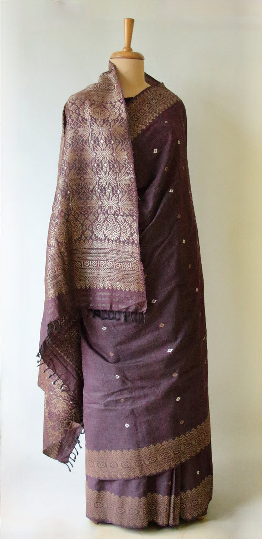 Purple Colour  Eri Silk Saree / Handloom Saree from Assam