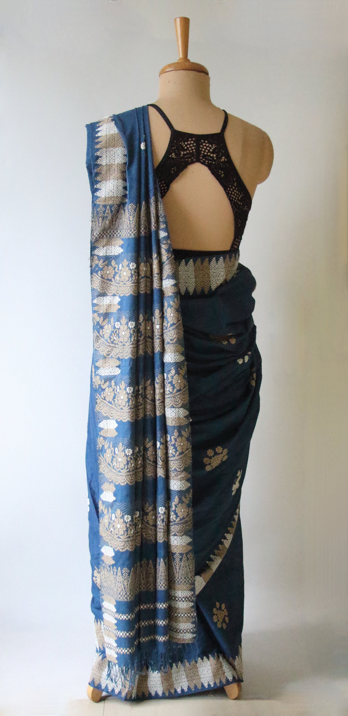 Natural Indigo Dyed Eri Silk Saree / Handloom from Assam