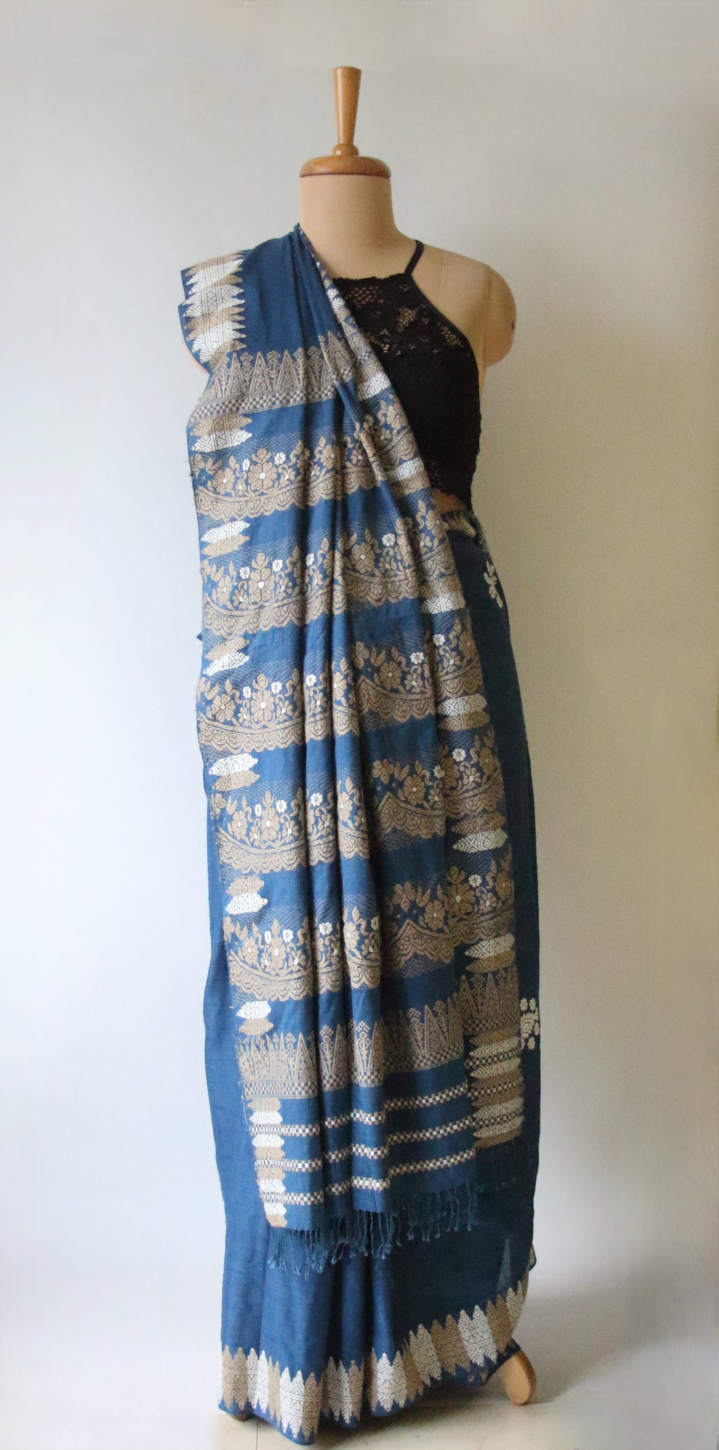 Natural Indigo Dyed Eri Silk Saree / Handloom from Assam