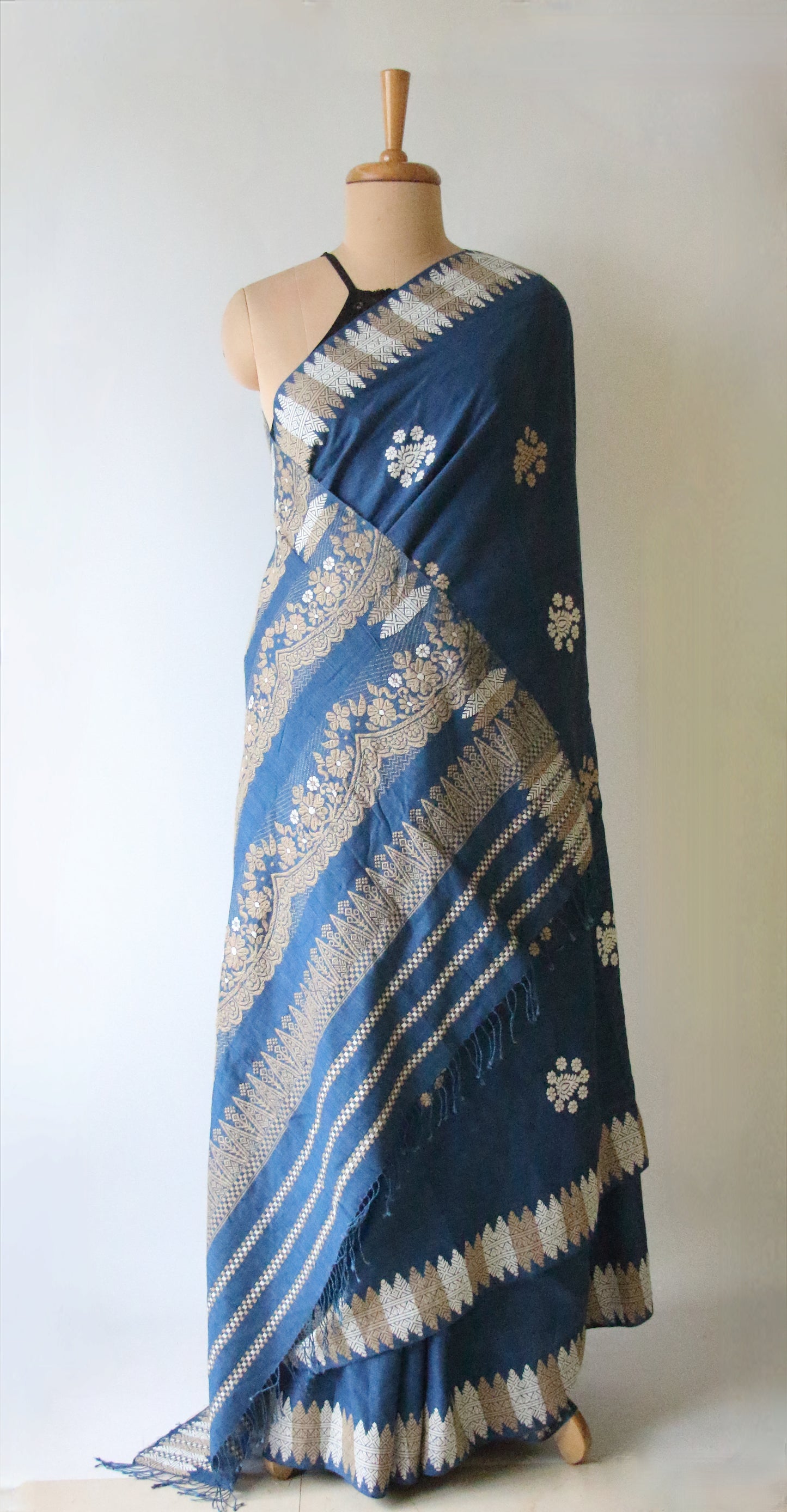 Natural Indigo Dyed Eri Silk Saree / Handloom from Assam